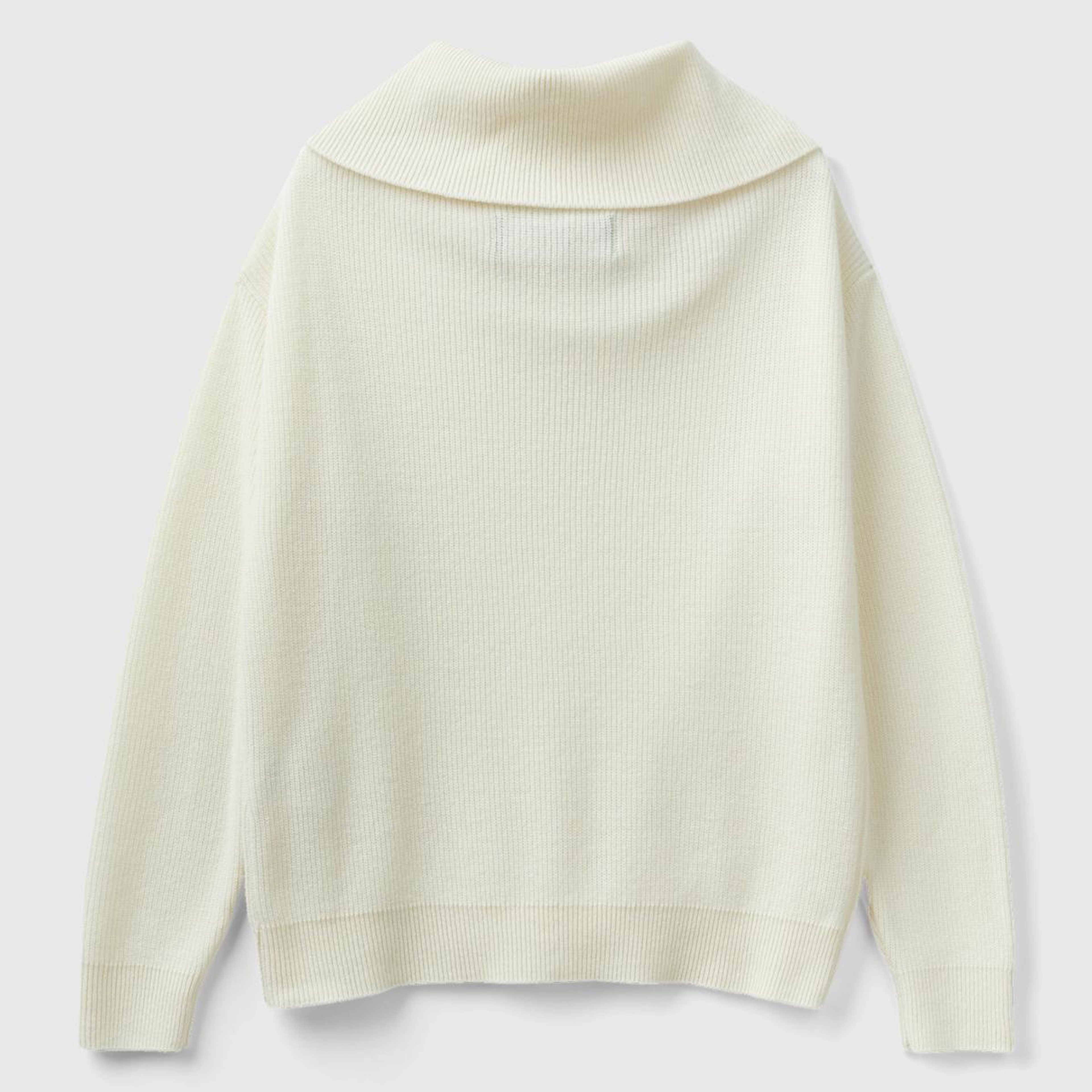 Kadın Vanilya Yün Karışımlı Omzu Açık Kazak