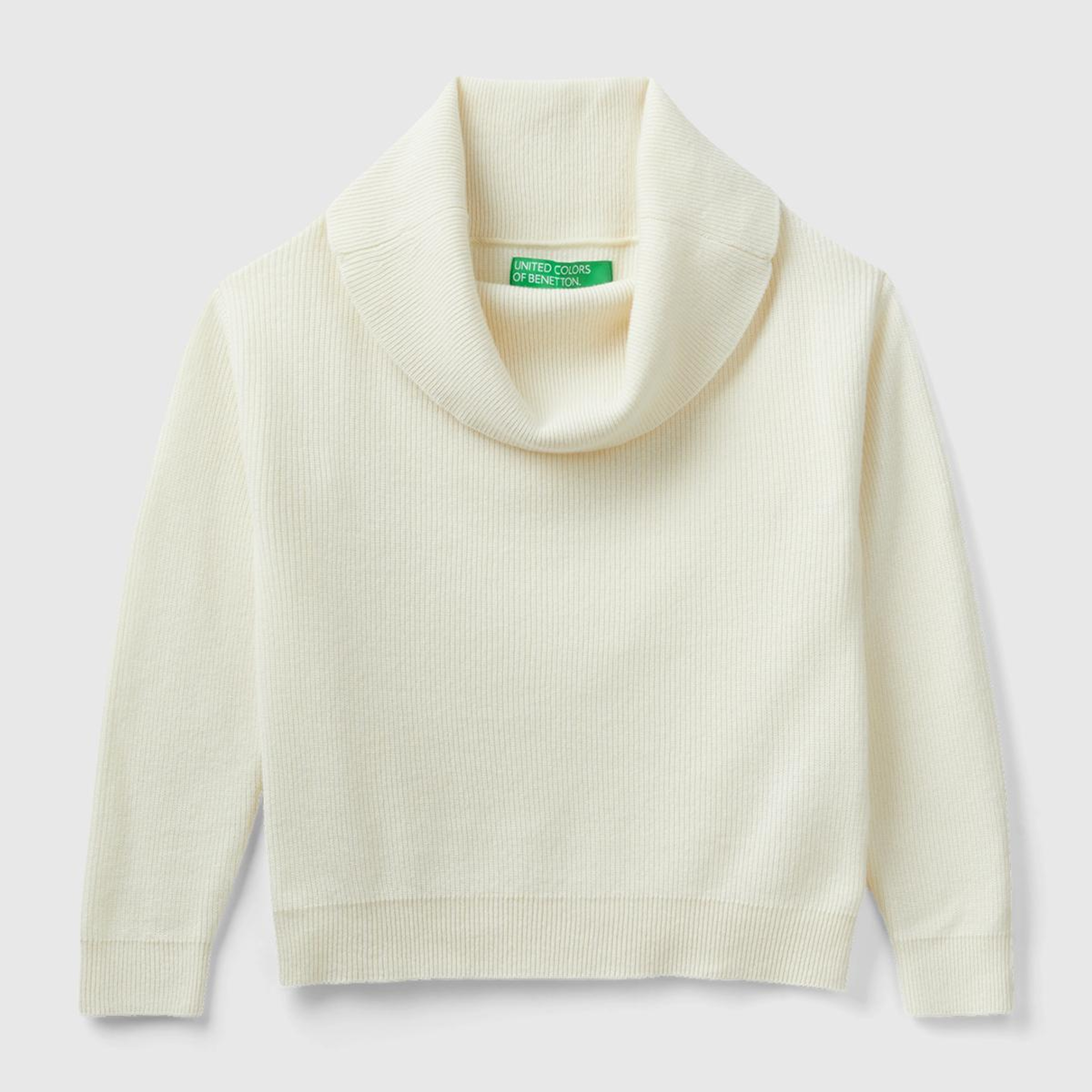 Kadın Vanilya Yün Karışımlı Omzu Açık Kazak