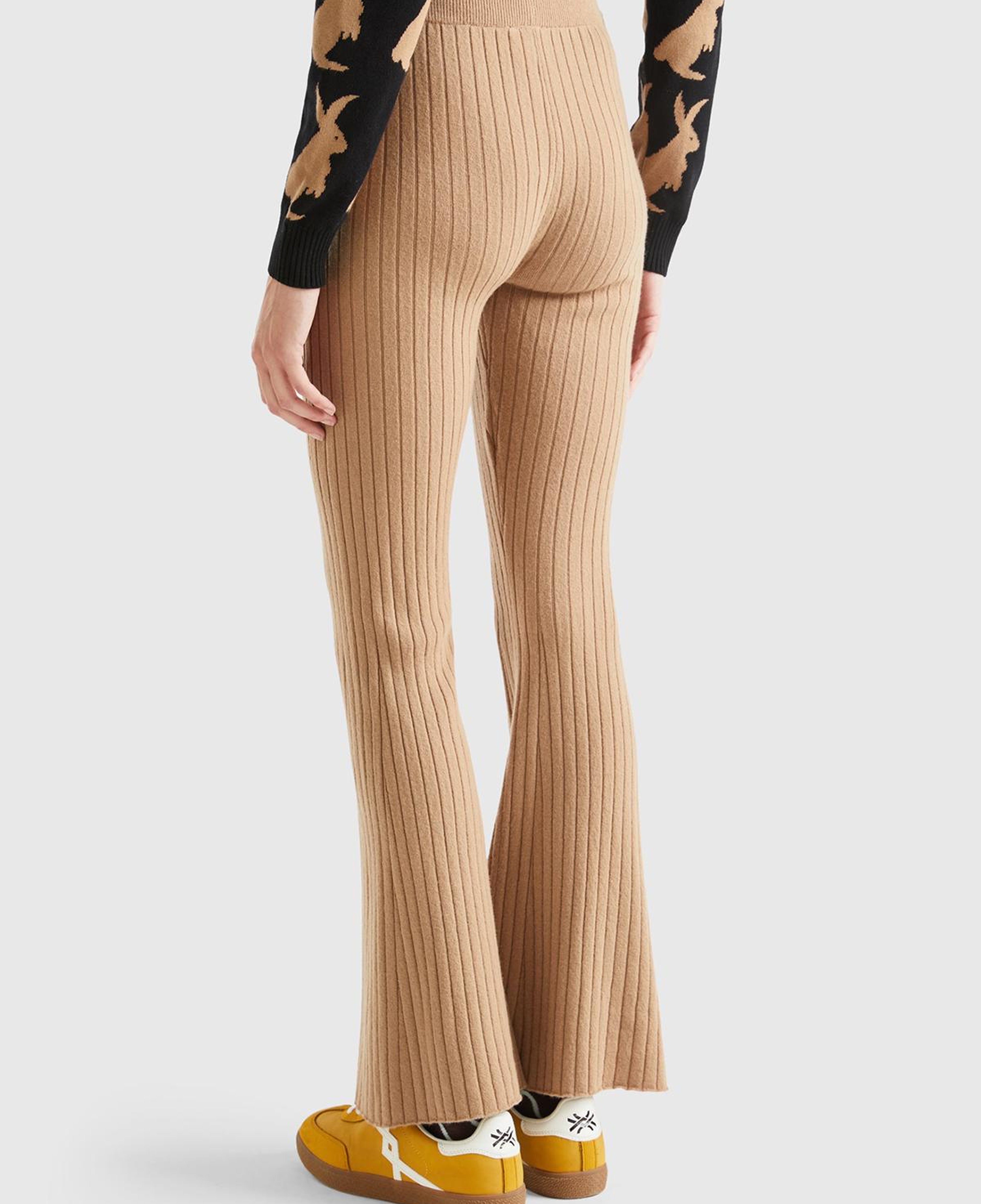 Kadın Taba Yün Karışımlı Regular Fit Triko Pantolon