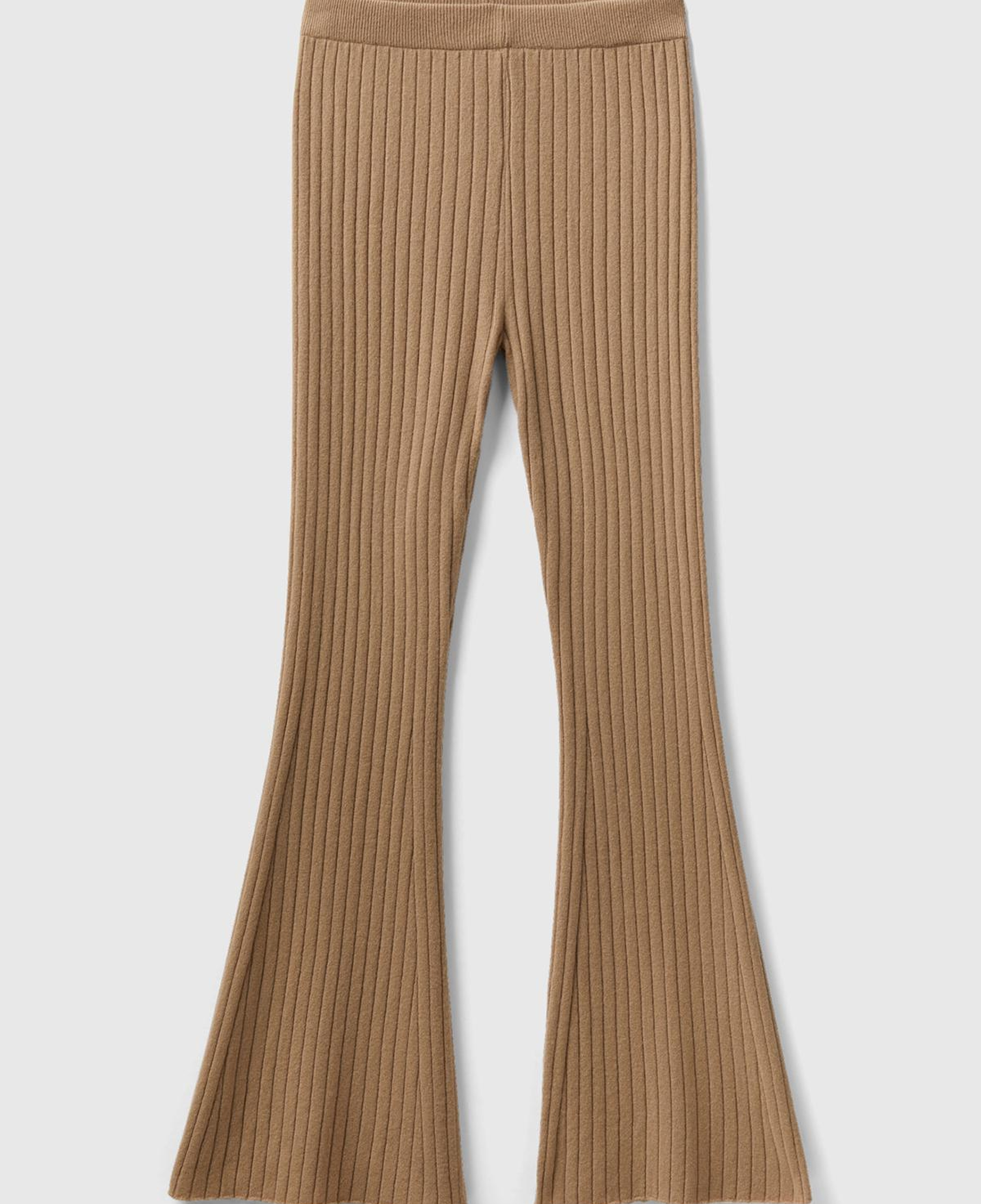 Kadın Taba Yün Karışımlı Regular Fit Triko Pantolon