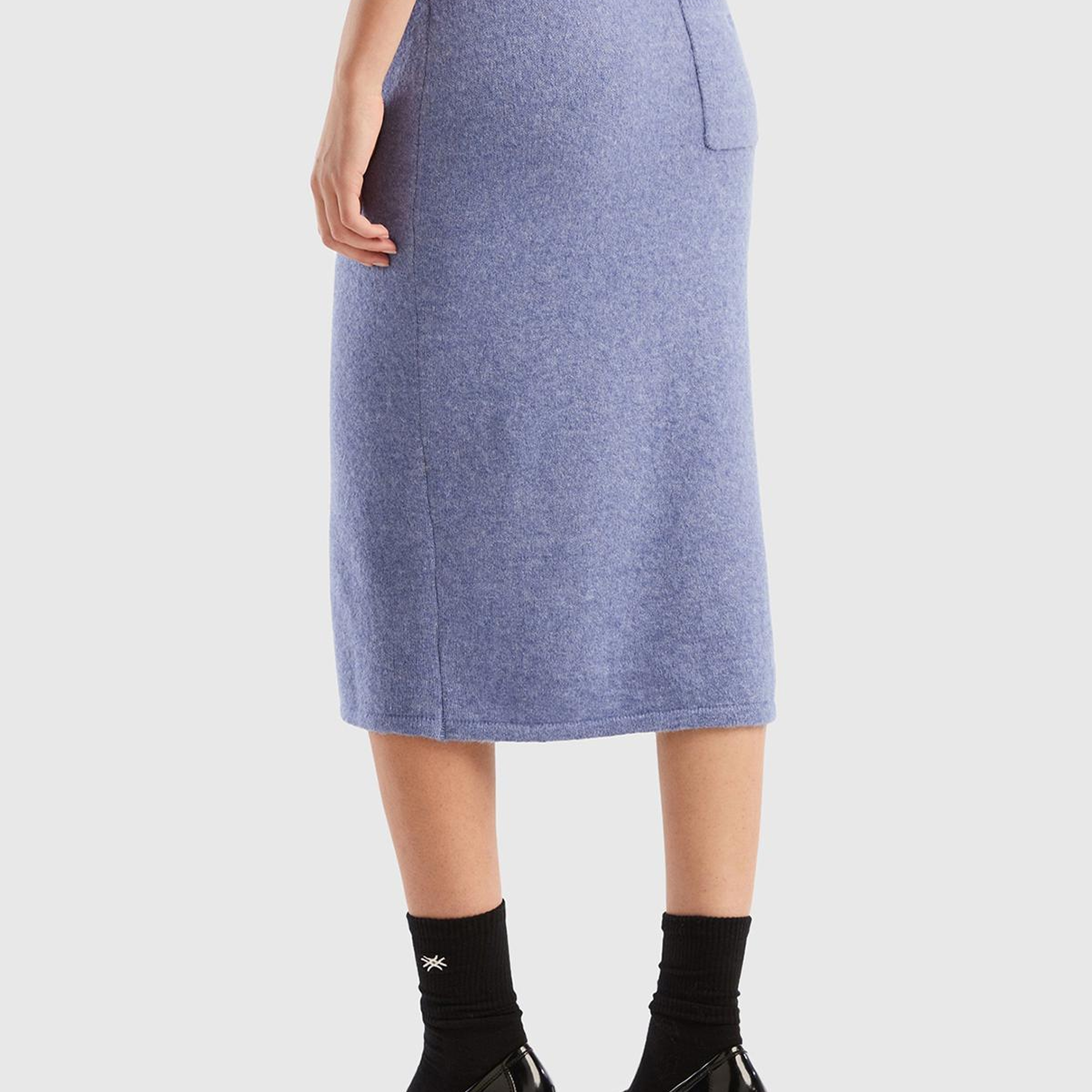 Kadın Havacı Mavi Logolu Midi Boy Triko Etek