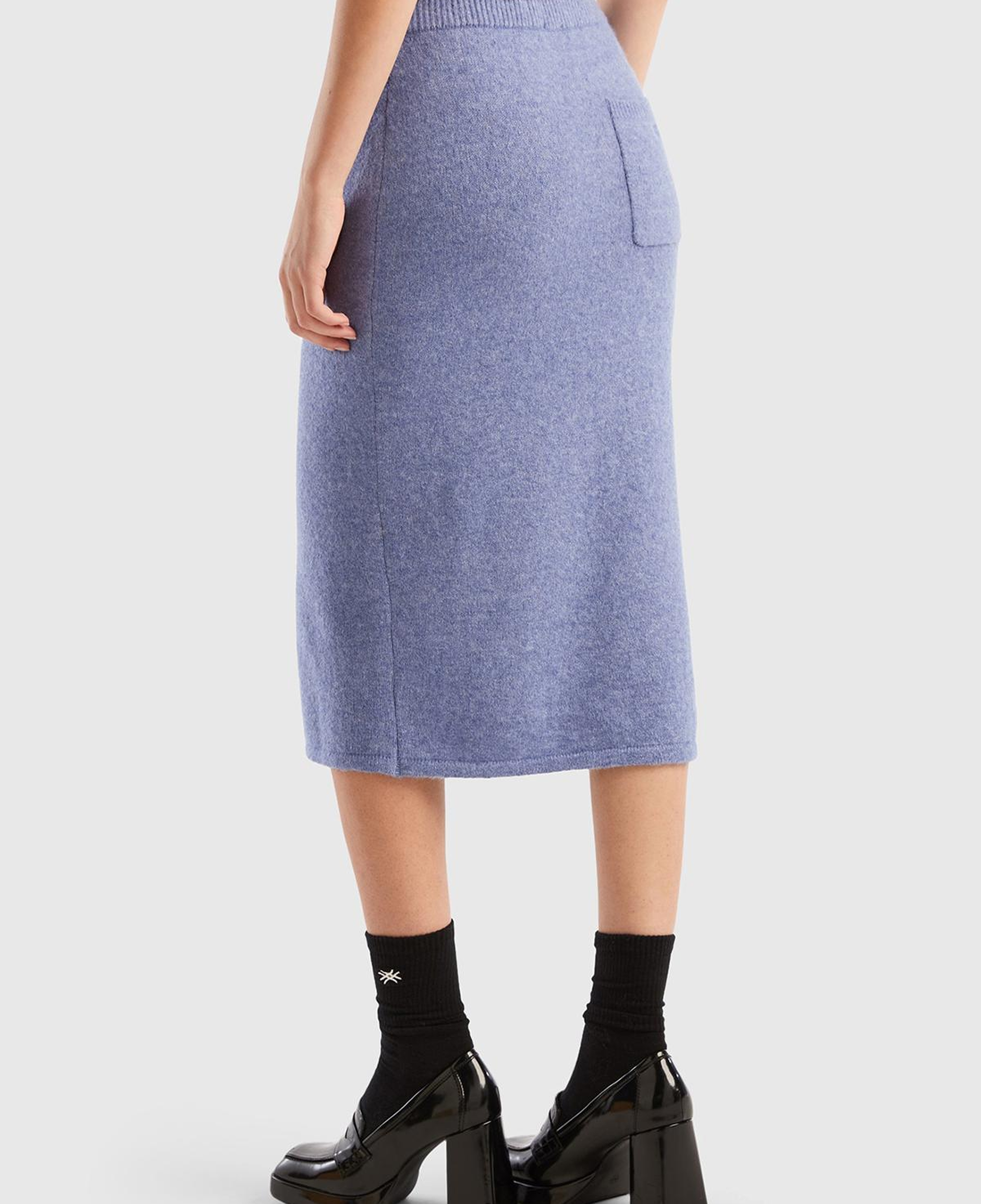 Kadın Havacı Mavi Logolu Midi Boy Triko Etek