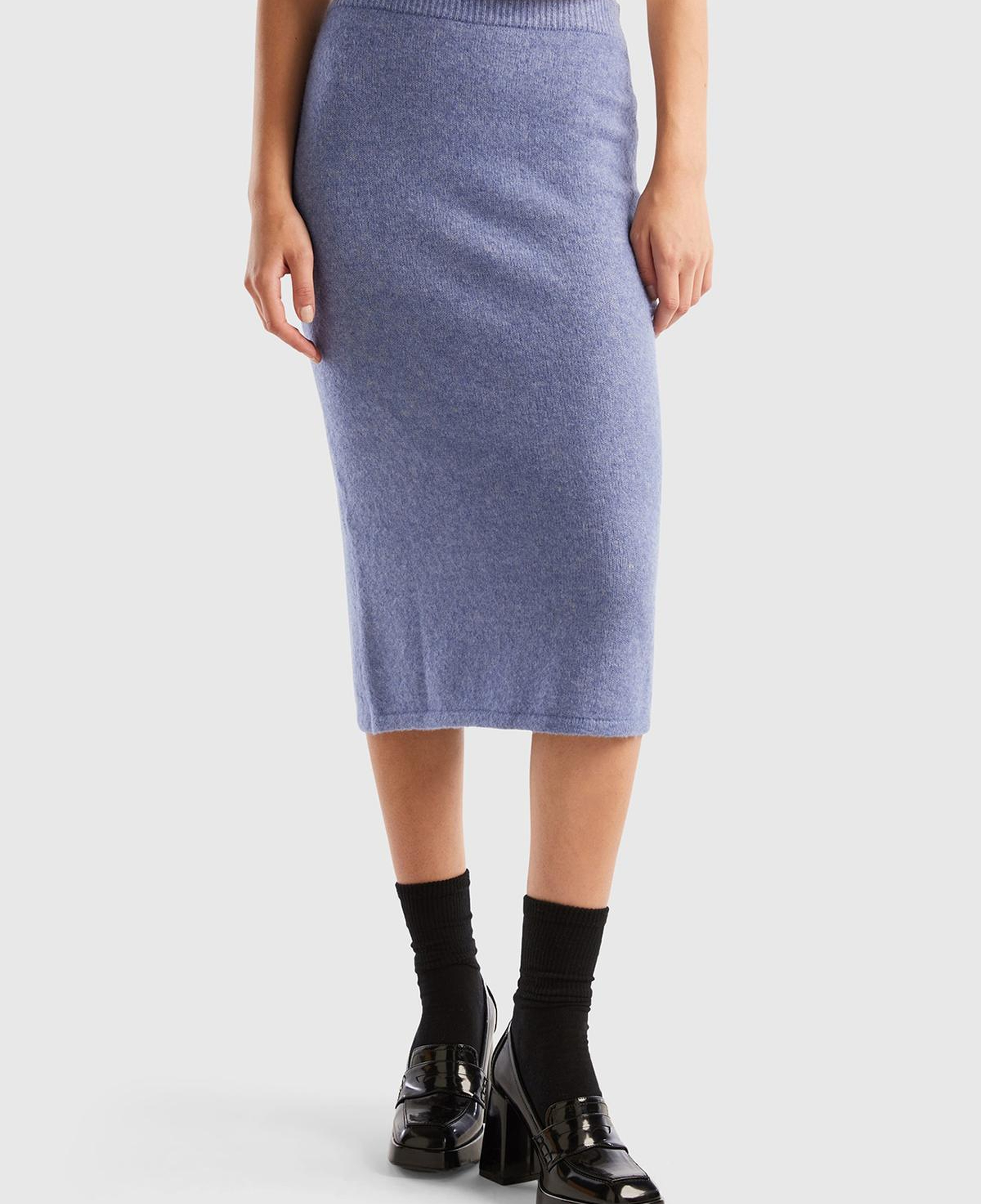 Kadın Havacı Mavi Logolu Midi Boy Triko Etek