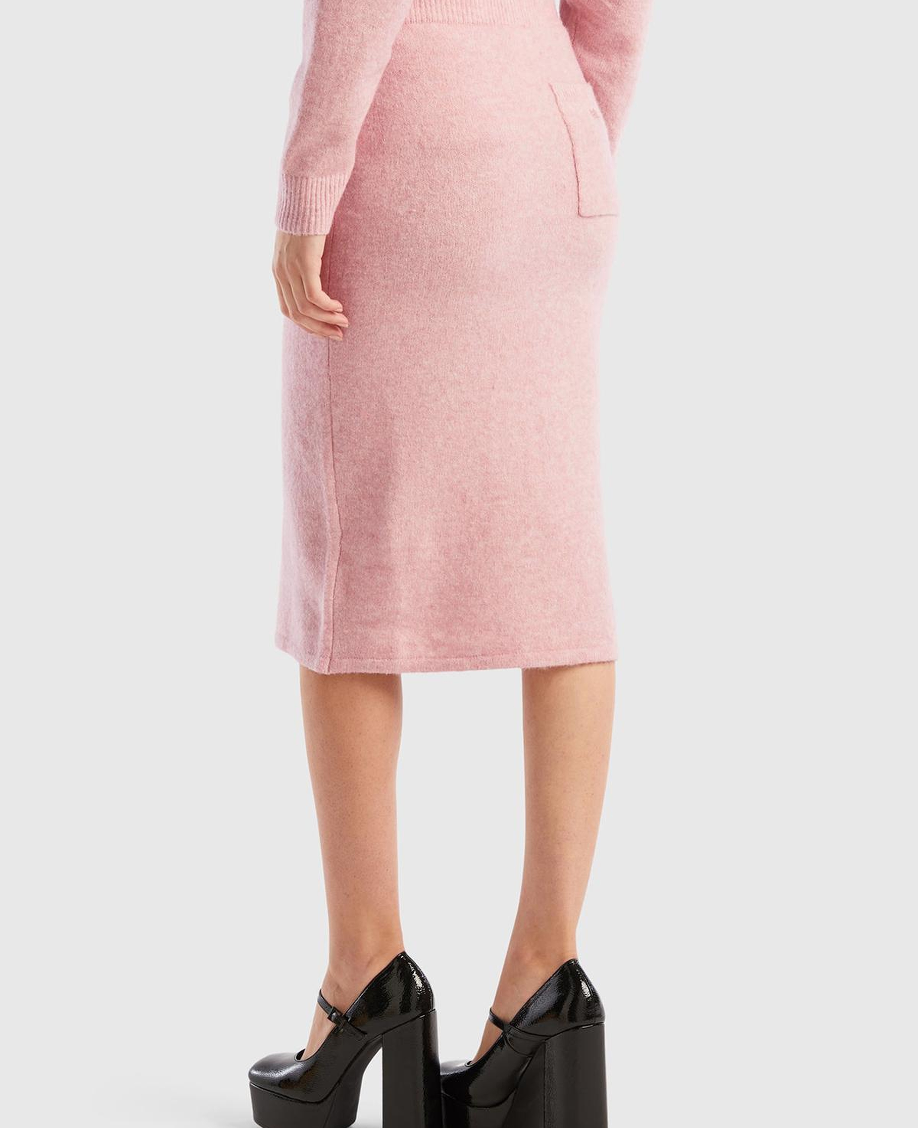 Kadın Gül Kurusu Logolu Midi Boy Triko Etek