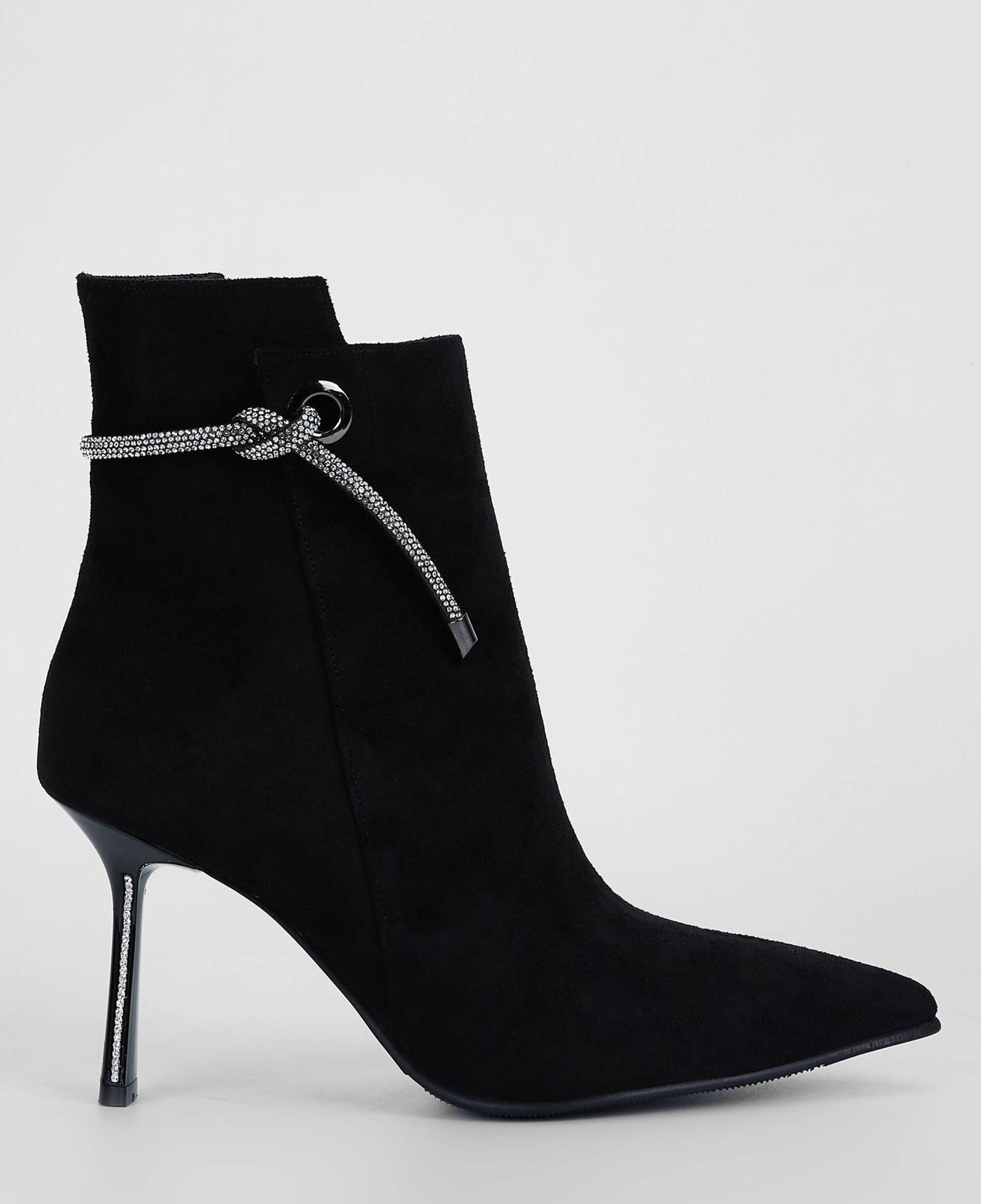 Tamer Tanca Kadın Vegan Siyah Süet Topuklu Bot