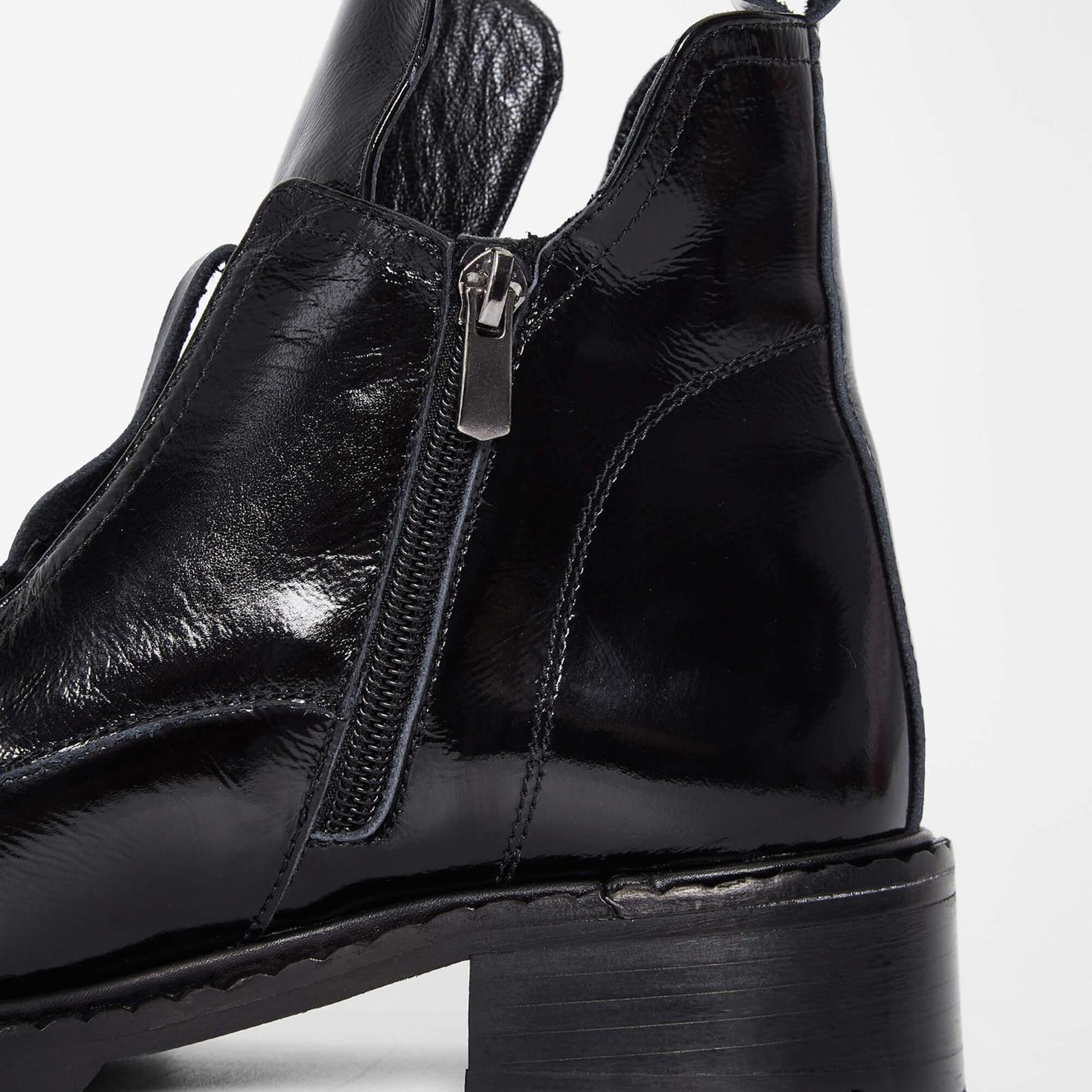 Tamer Tanca Kadın Hakiki Deri Siyah Rugan Casual Bot