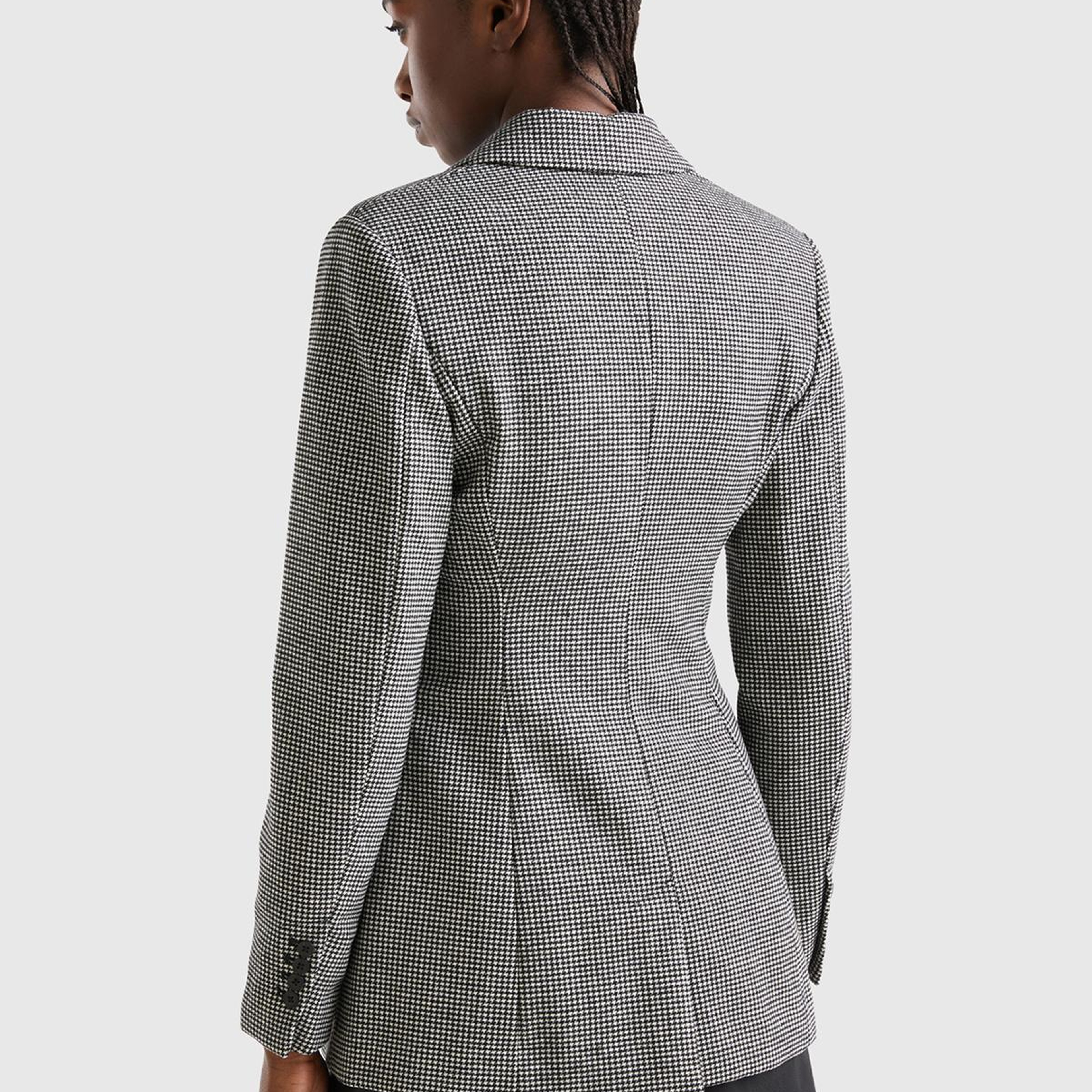 Kadın Siyah- Beyaz 2 Düğmeli Ceket