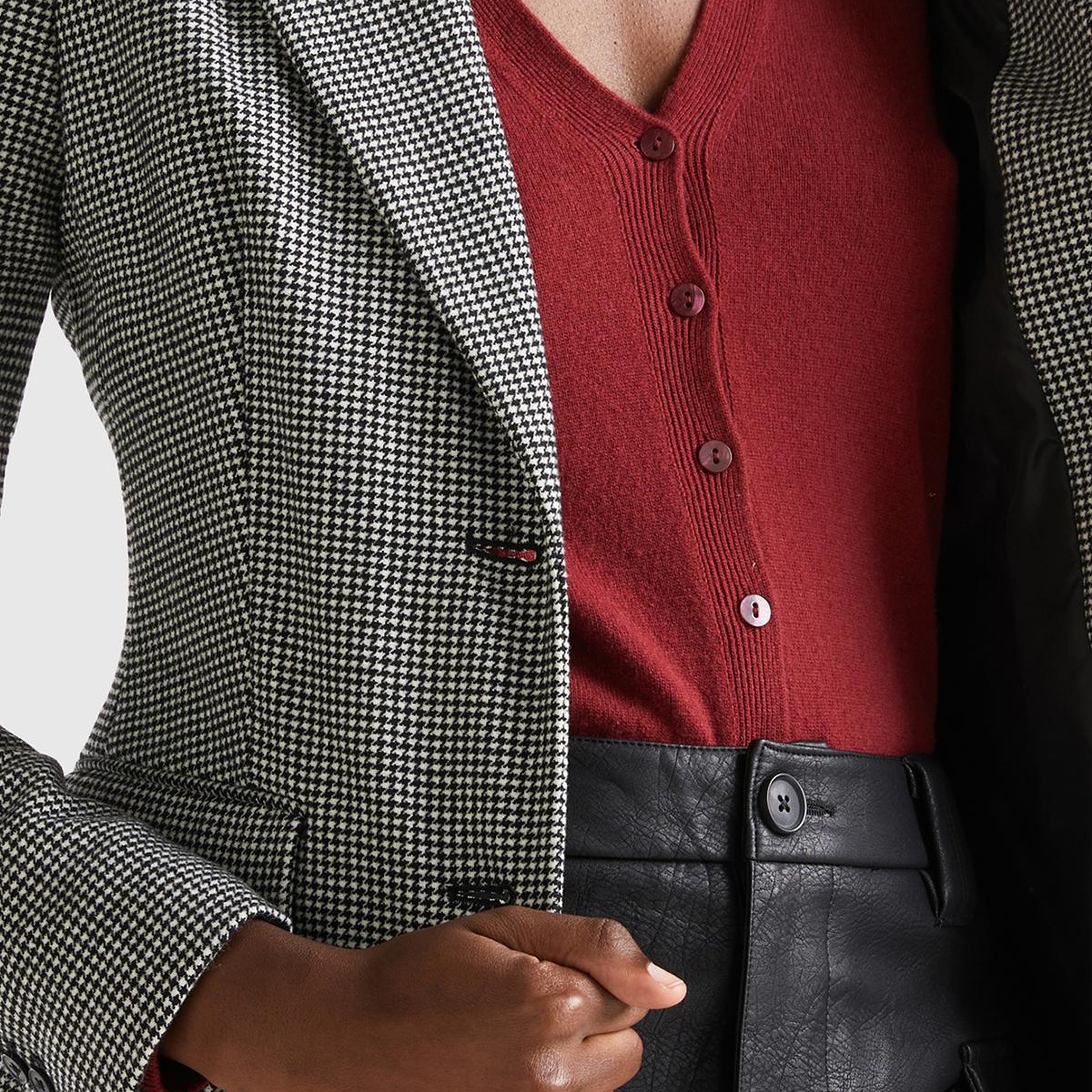 Kadın Siyah- Beyaz 2 Düğmeli Ceket