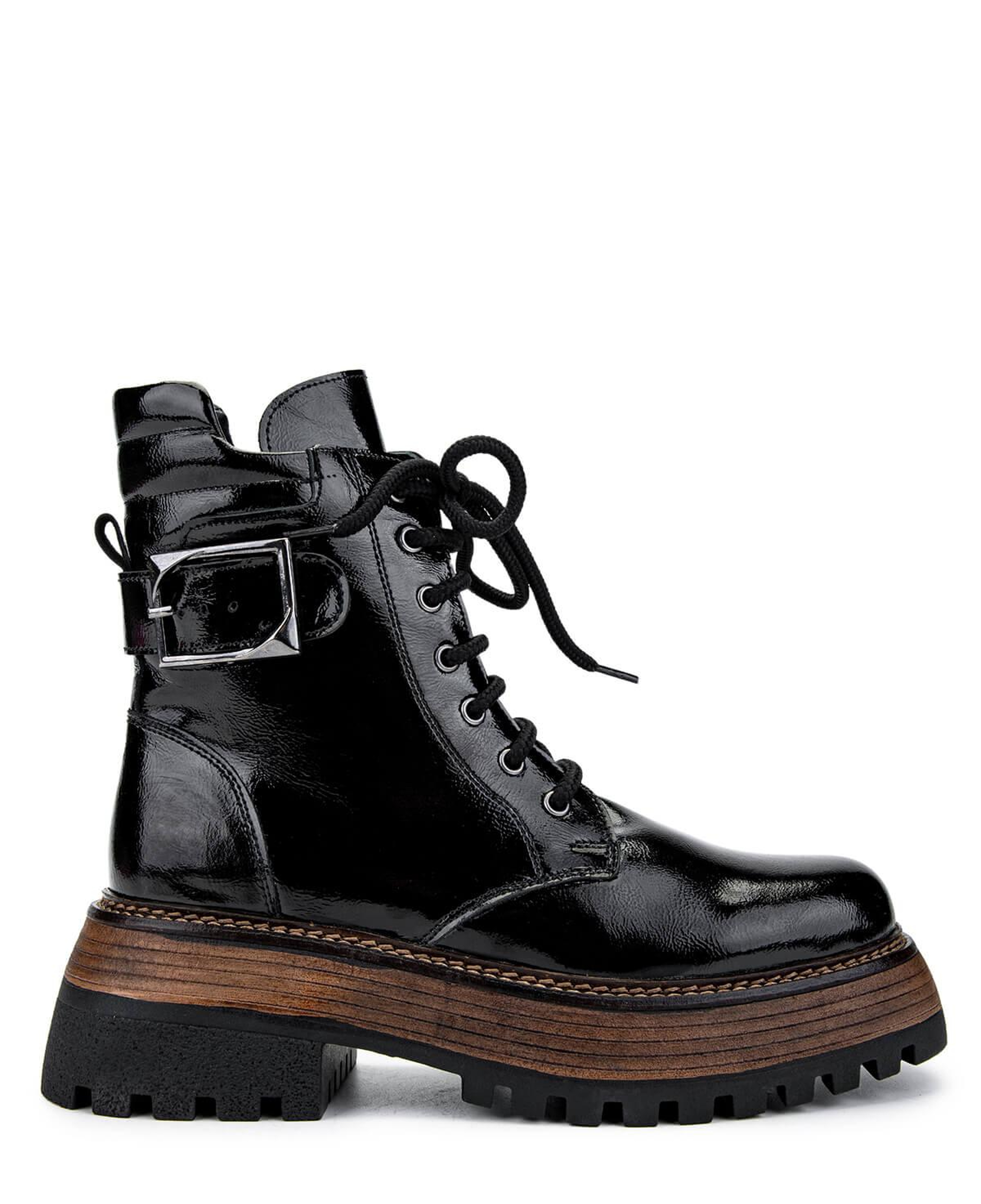 Tamer Tanca Kadın Hakiki Deri Siyah Rugan Casual Bot