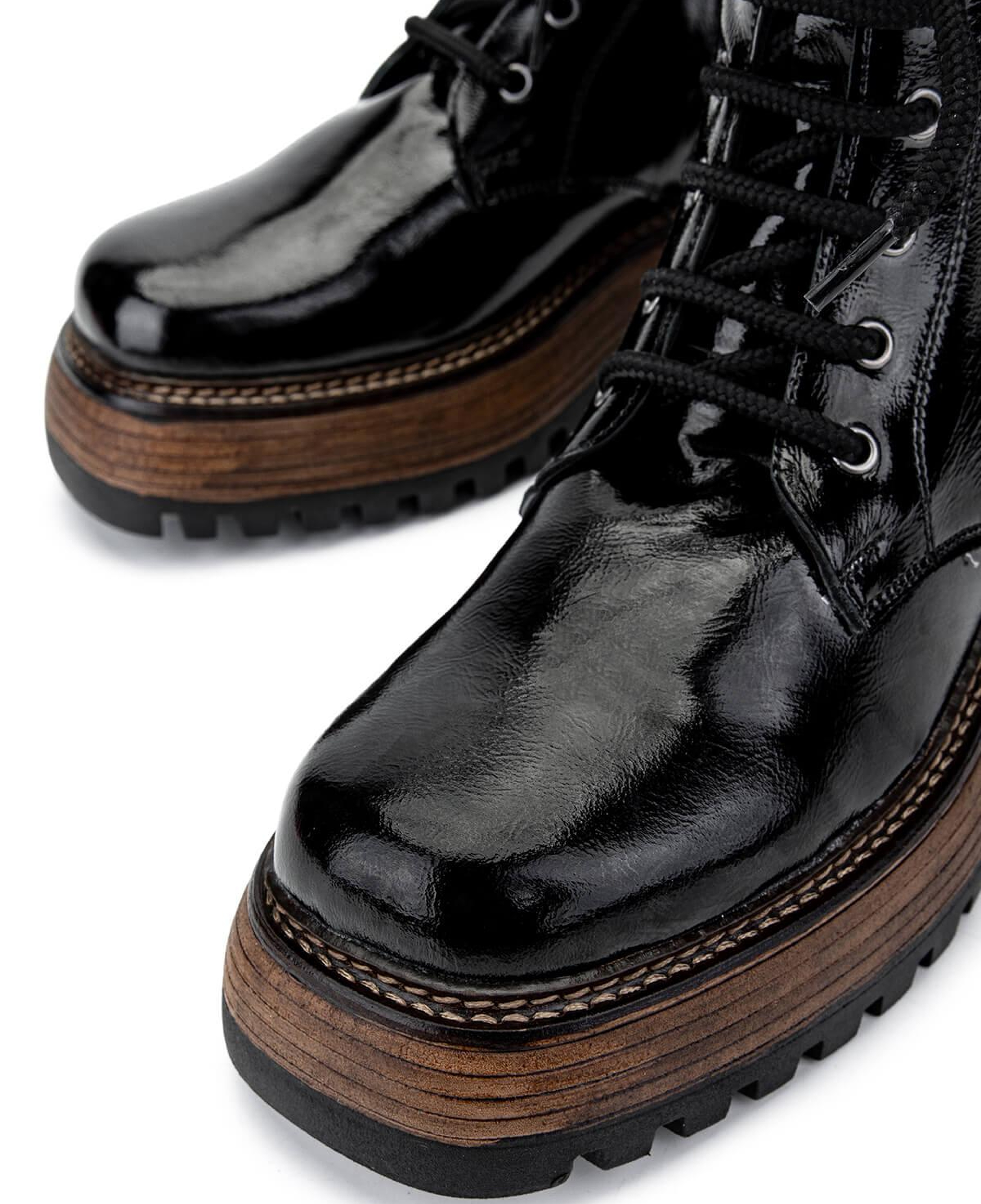 Tamer Tanca Kadın Hakiki Deri Siyah Rugan Casual Bot