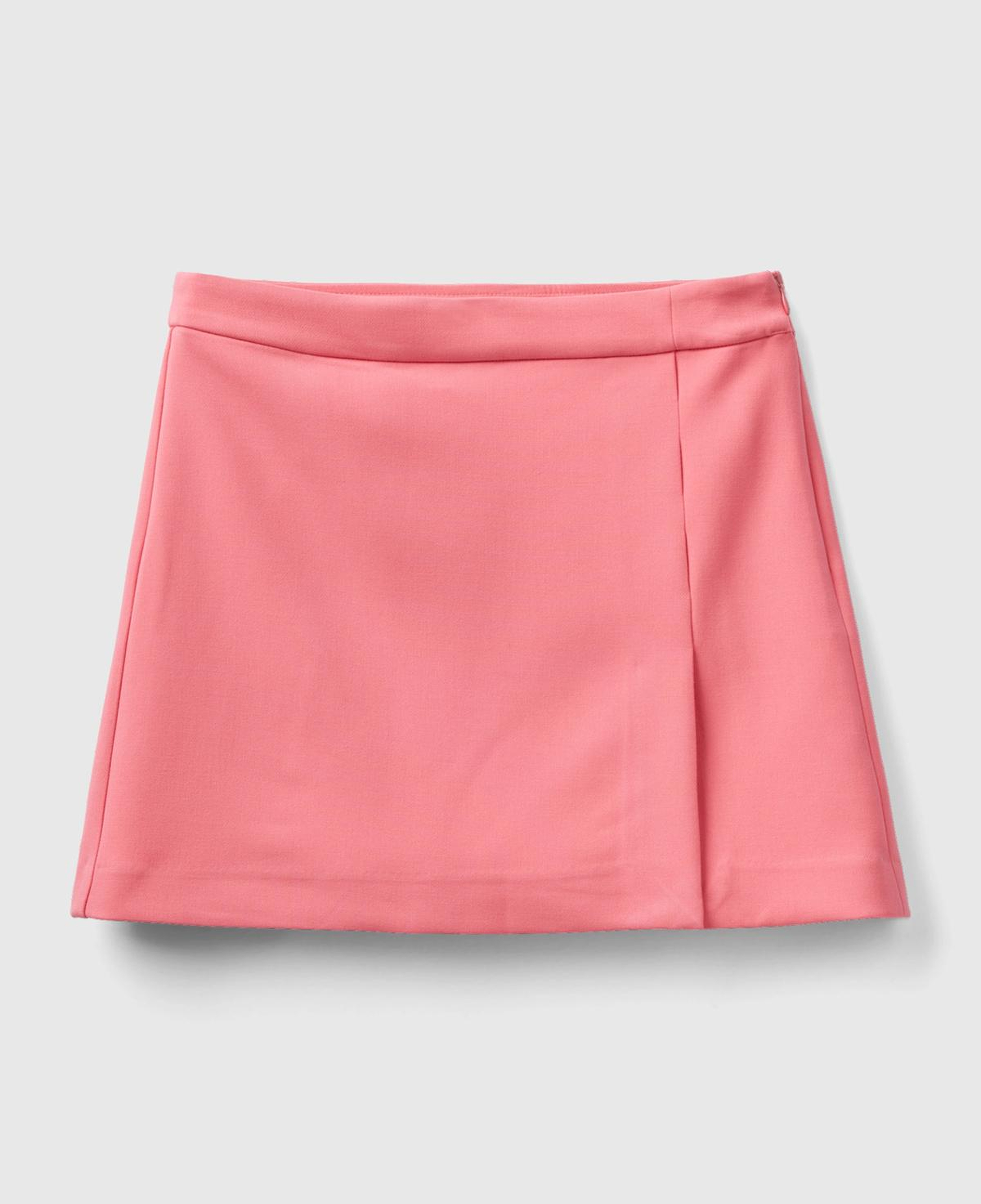 Kadın Gül Kurusu Poliviskoz Yandan Fermuarlı Mini Etek