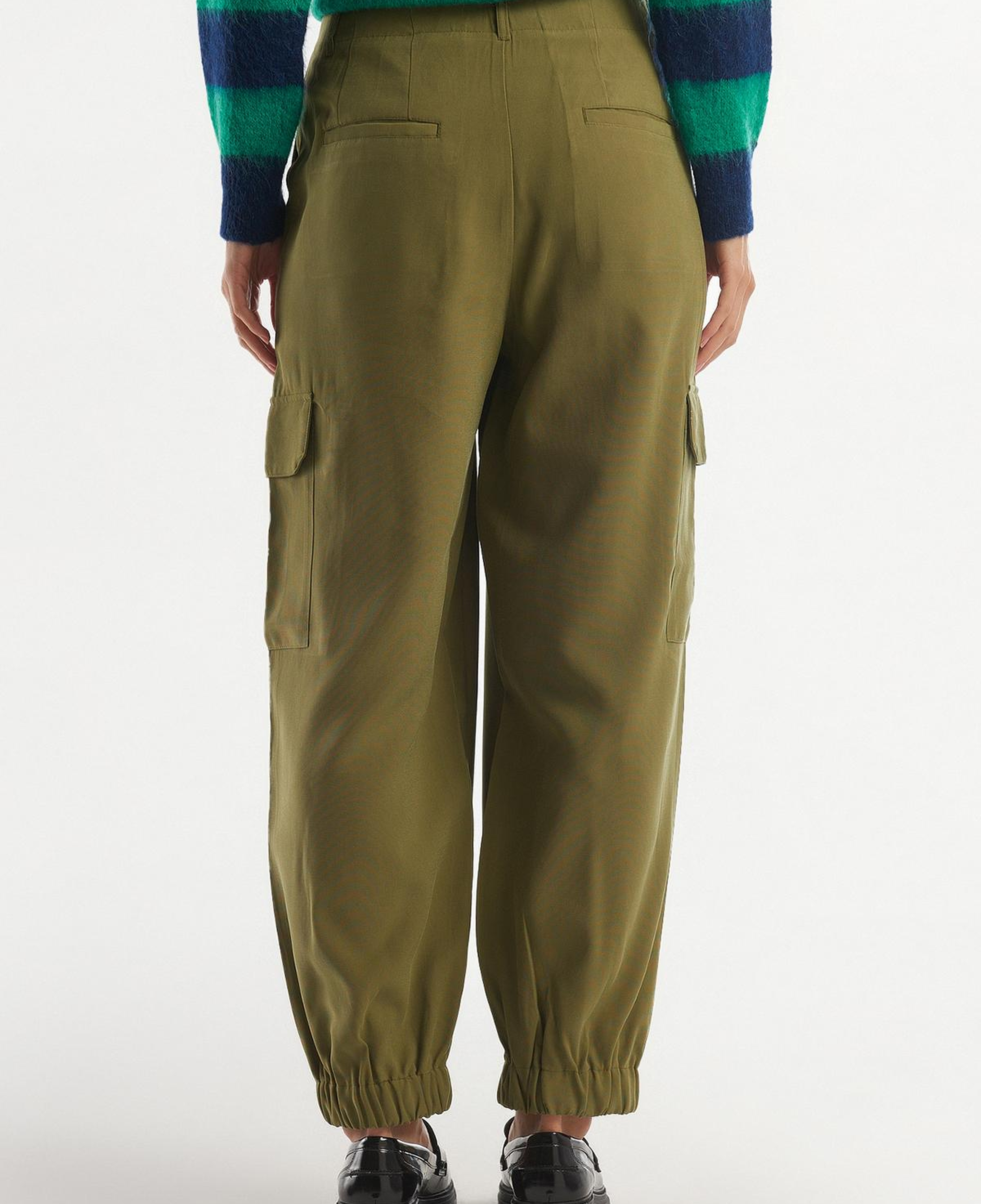 Kadın Zeytin Yeşili Bilekten Lastikli Kargo Pantolon