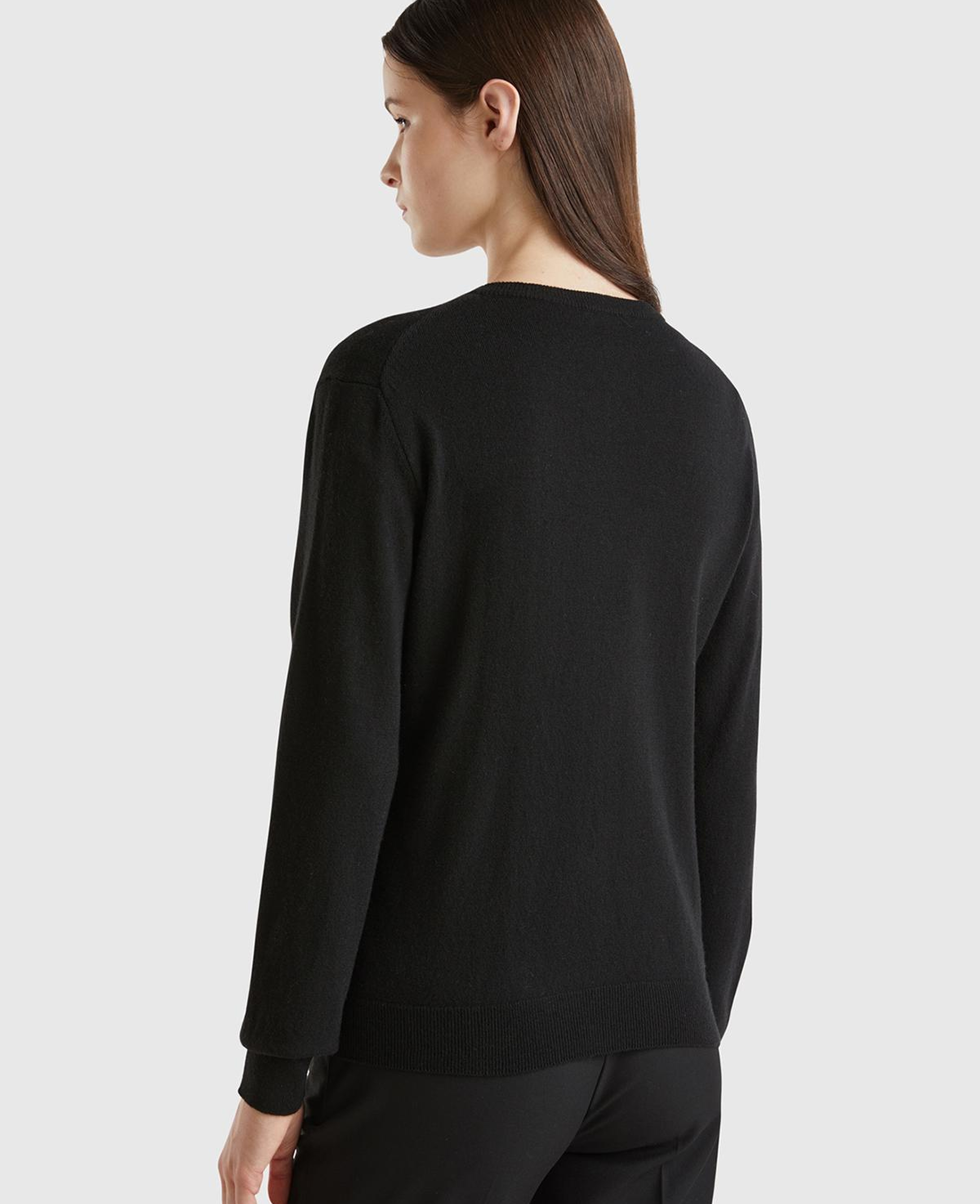 Kadın Siyah Kaşmir Karışımlı  Hırka