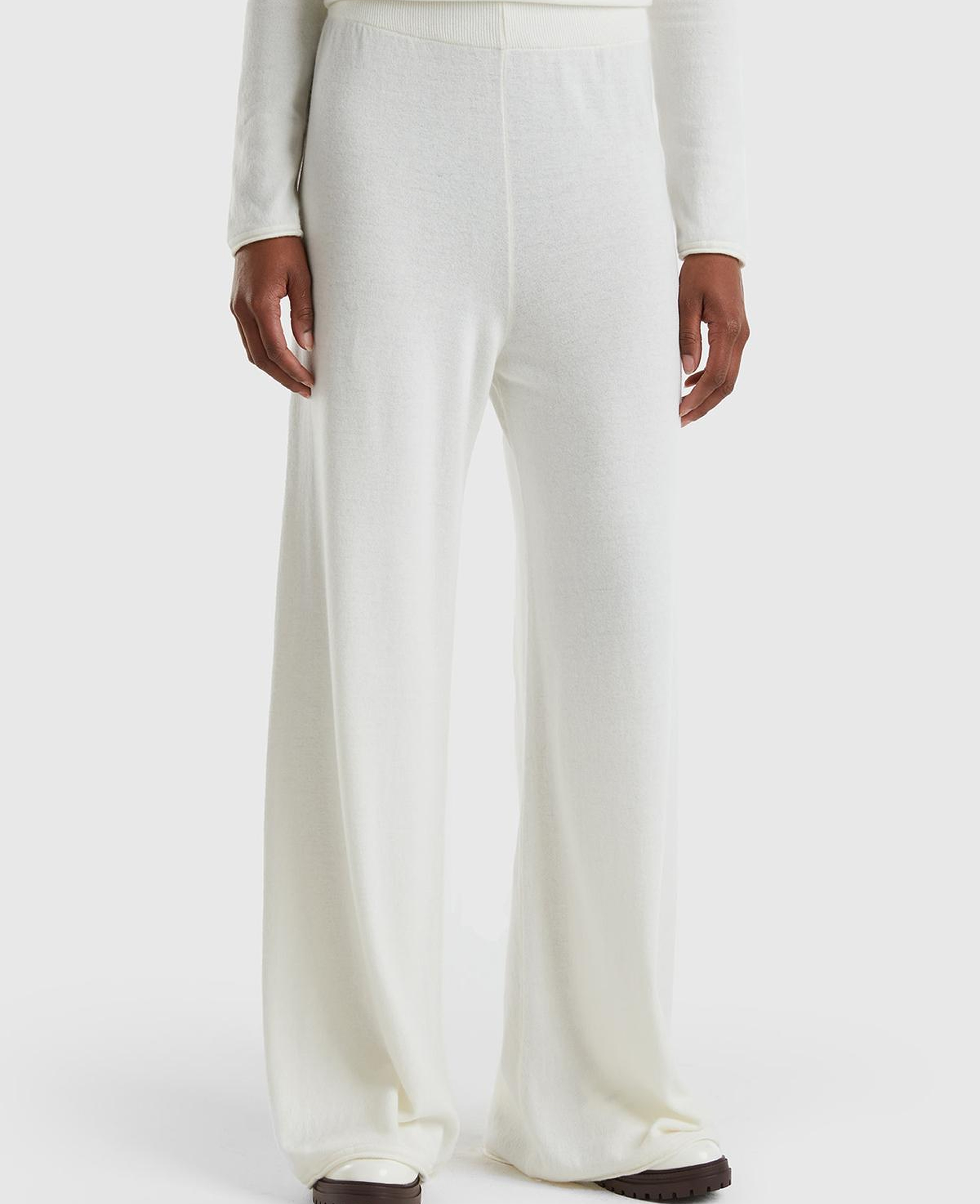 Kadın Krem Kaşmir Karışımlı  Triko Eşofman Altı