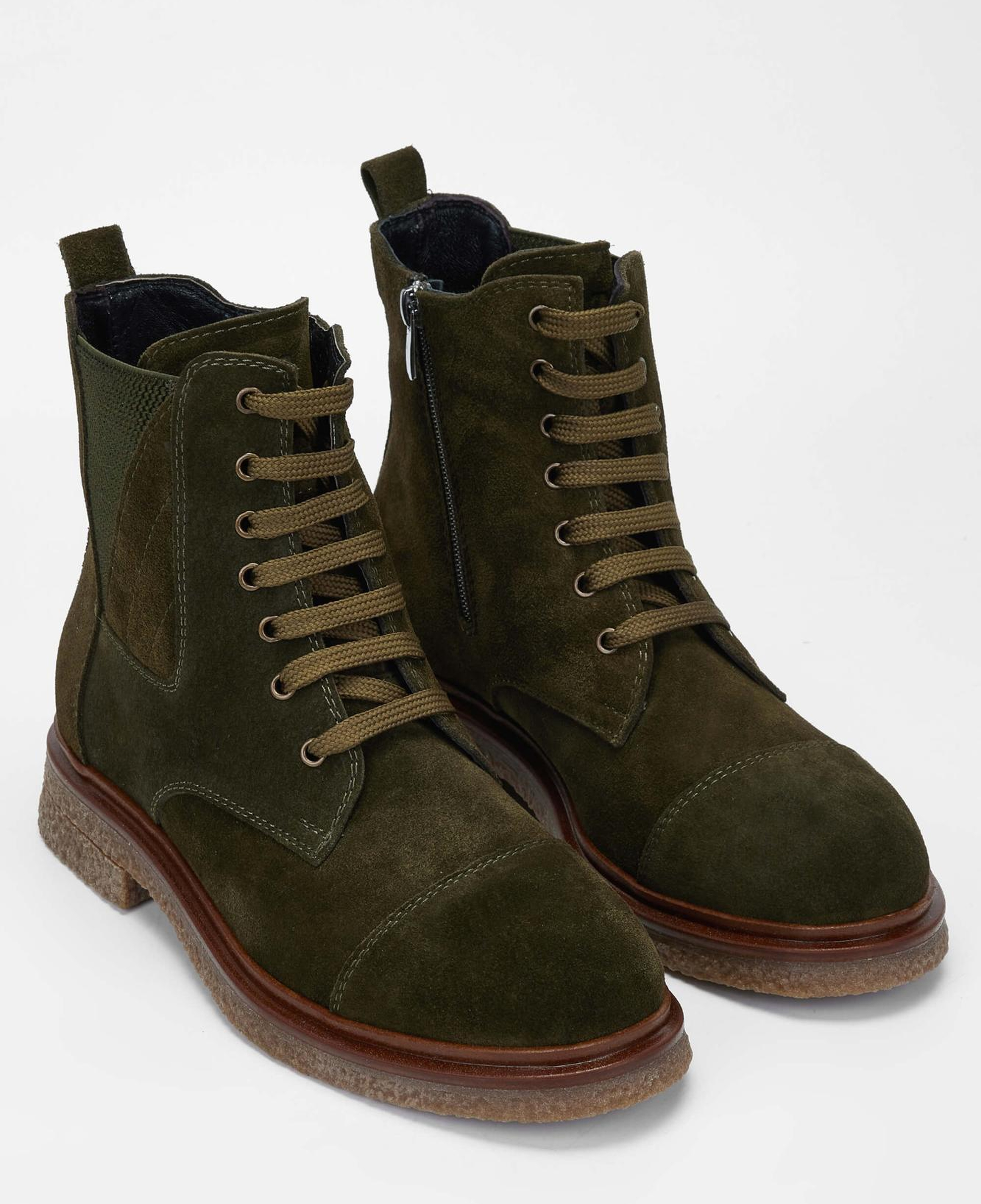 Tamer Tanca Kadın Hakiki Deri Haki Süet Casual Bot