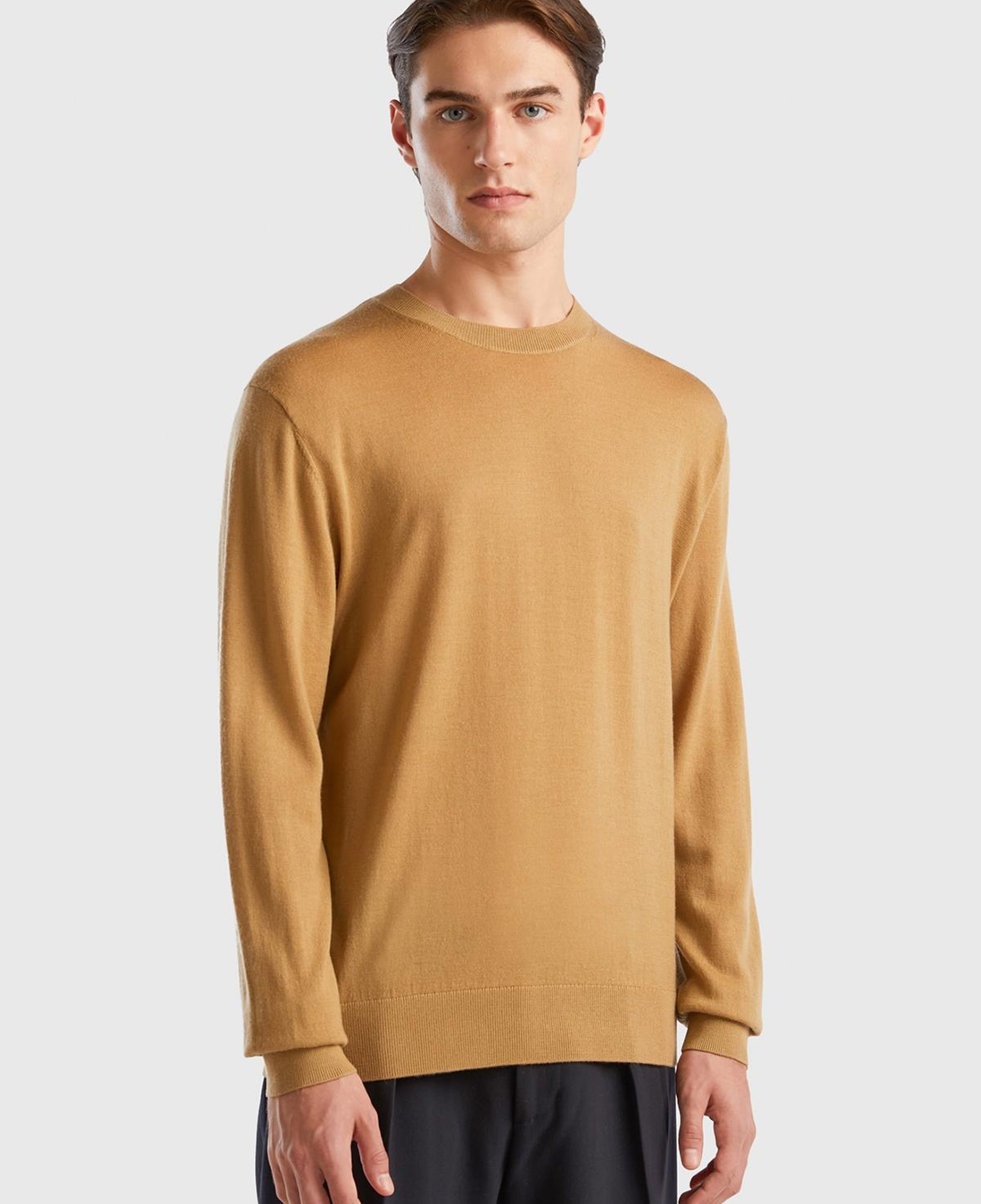 Erkek Taba %100 Extra Fine Merino Kazak