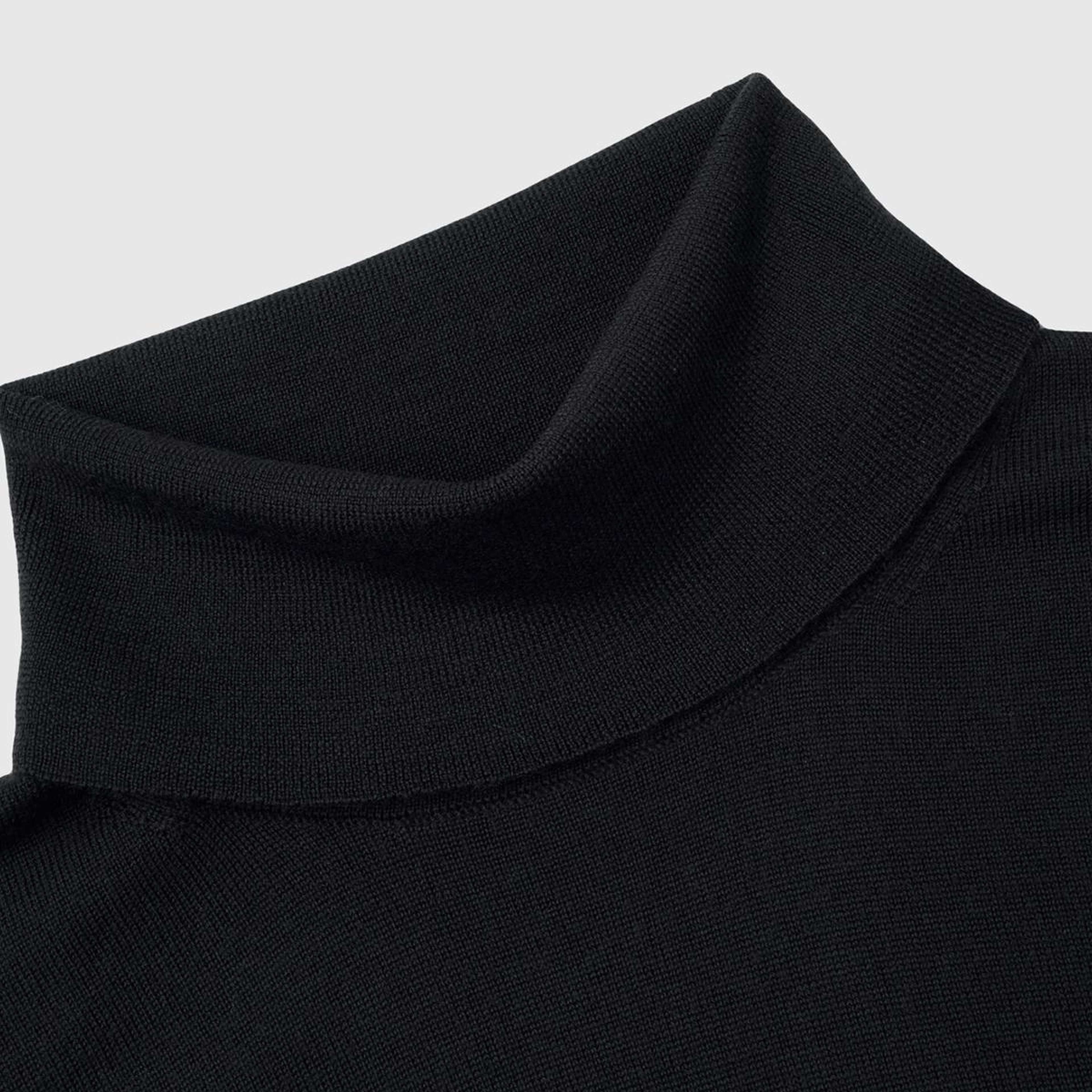 Erkek Siyah %100 Extra Fine Merino Dik Yaka Kazak