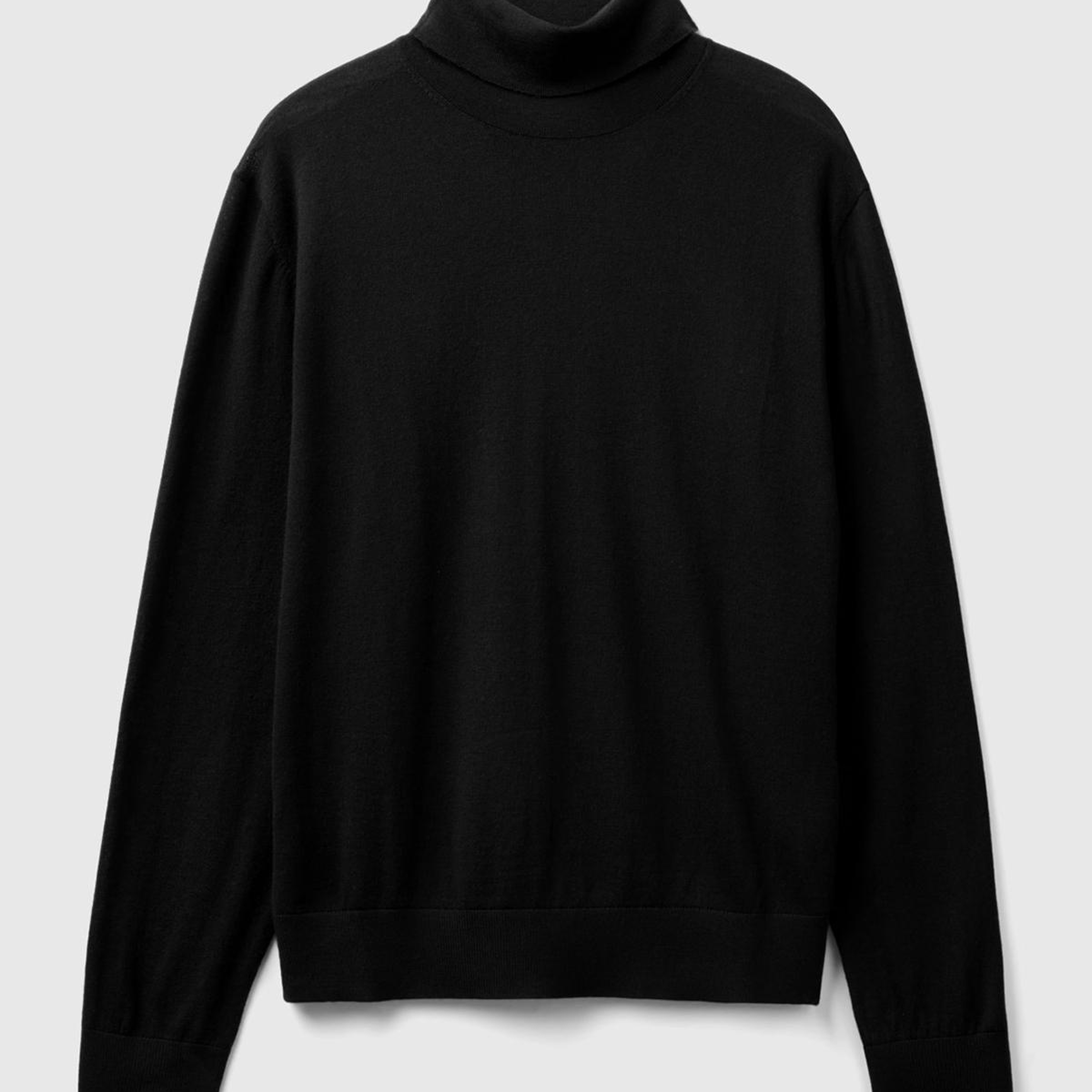 Erkek Siyah %100 Extra Fine Merino Dik Yaka Kazak