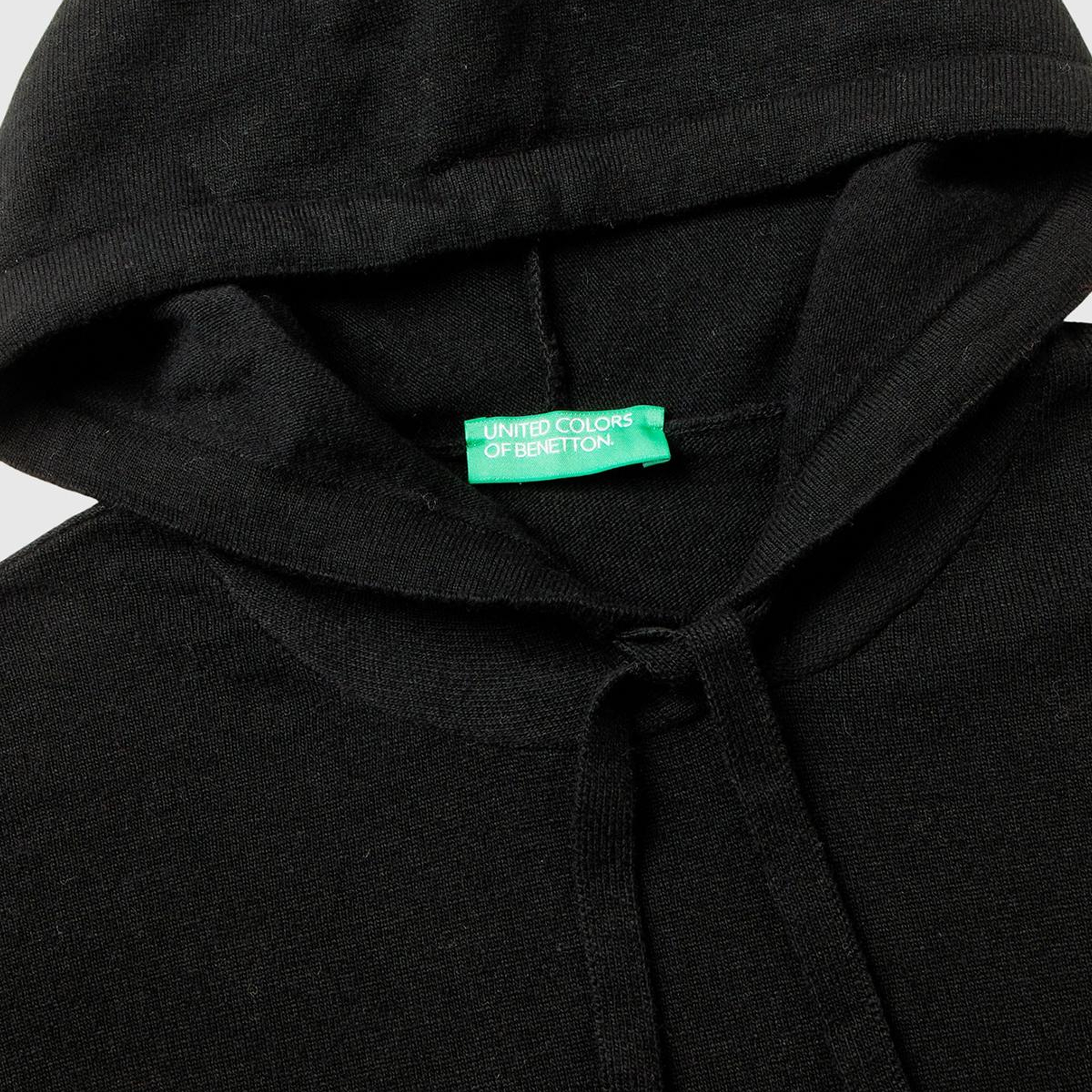 Kadın Siyah Kaşmir Karışımlı Kapşonlu Kazak