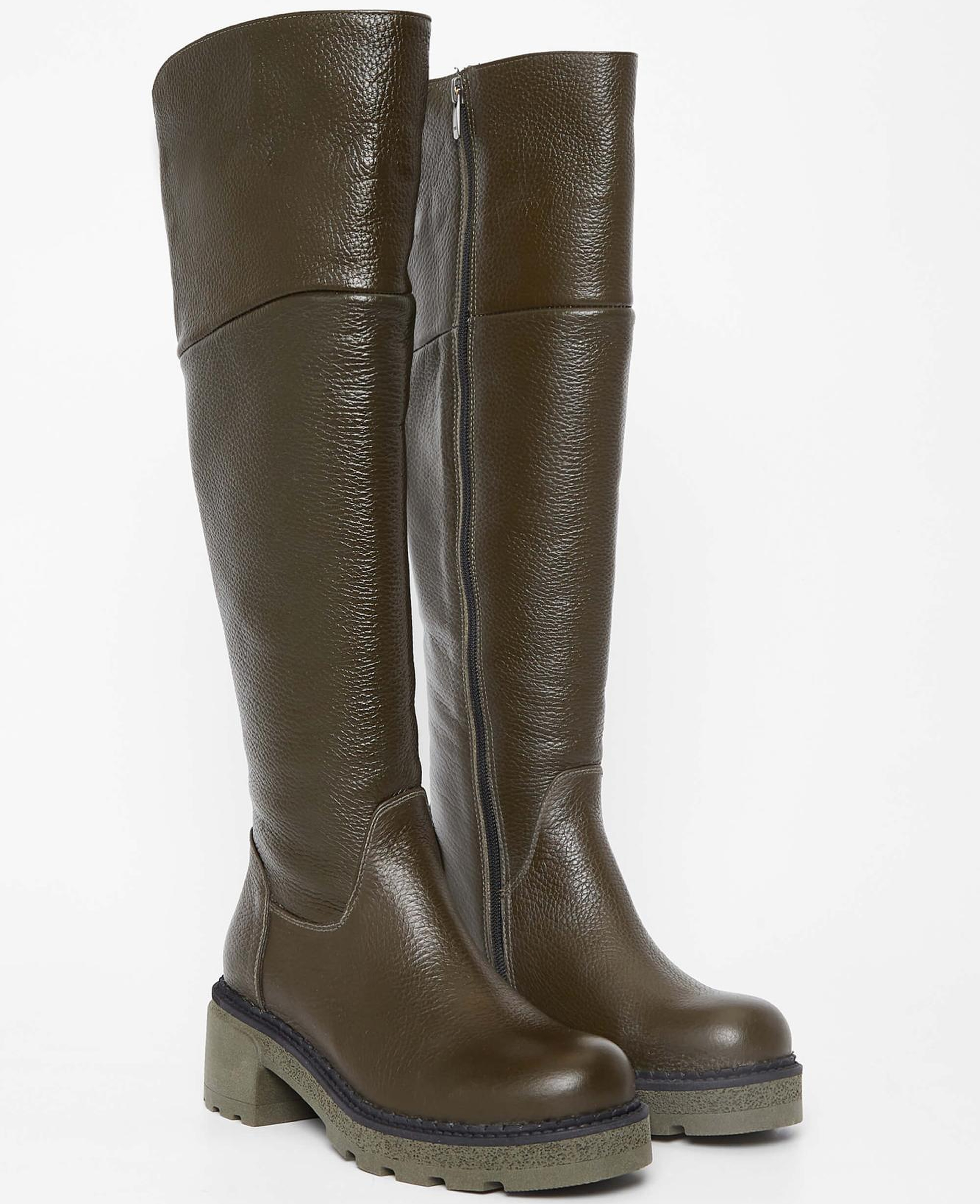 Tamer Tanca Kadın Hakiki Deri Haki Casual Çizme