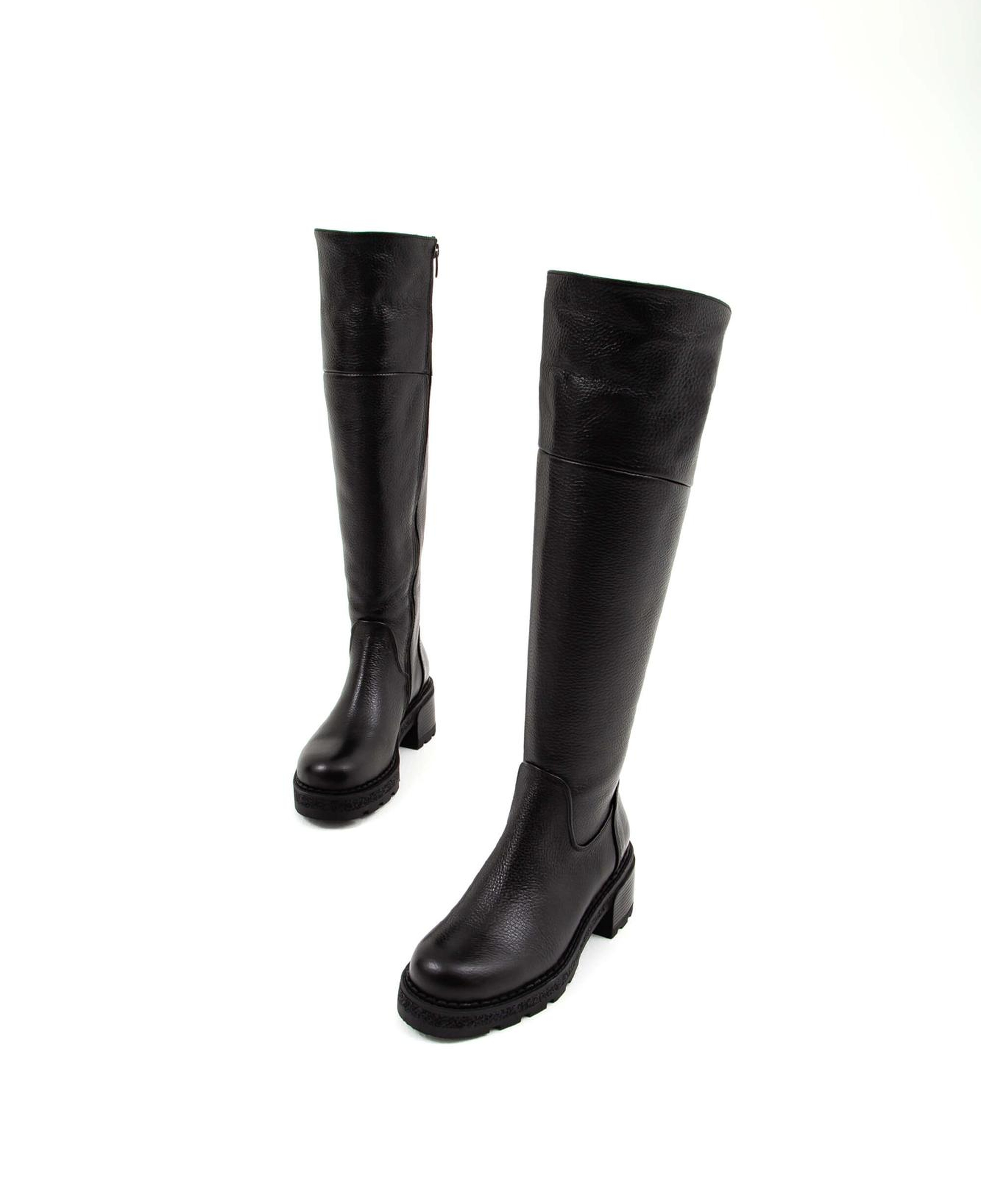 Tamer Tanca Kadın Hakiki Deri Siyah Floter Casual Çizme