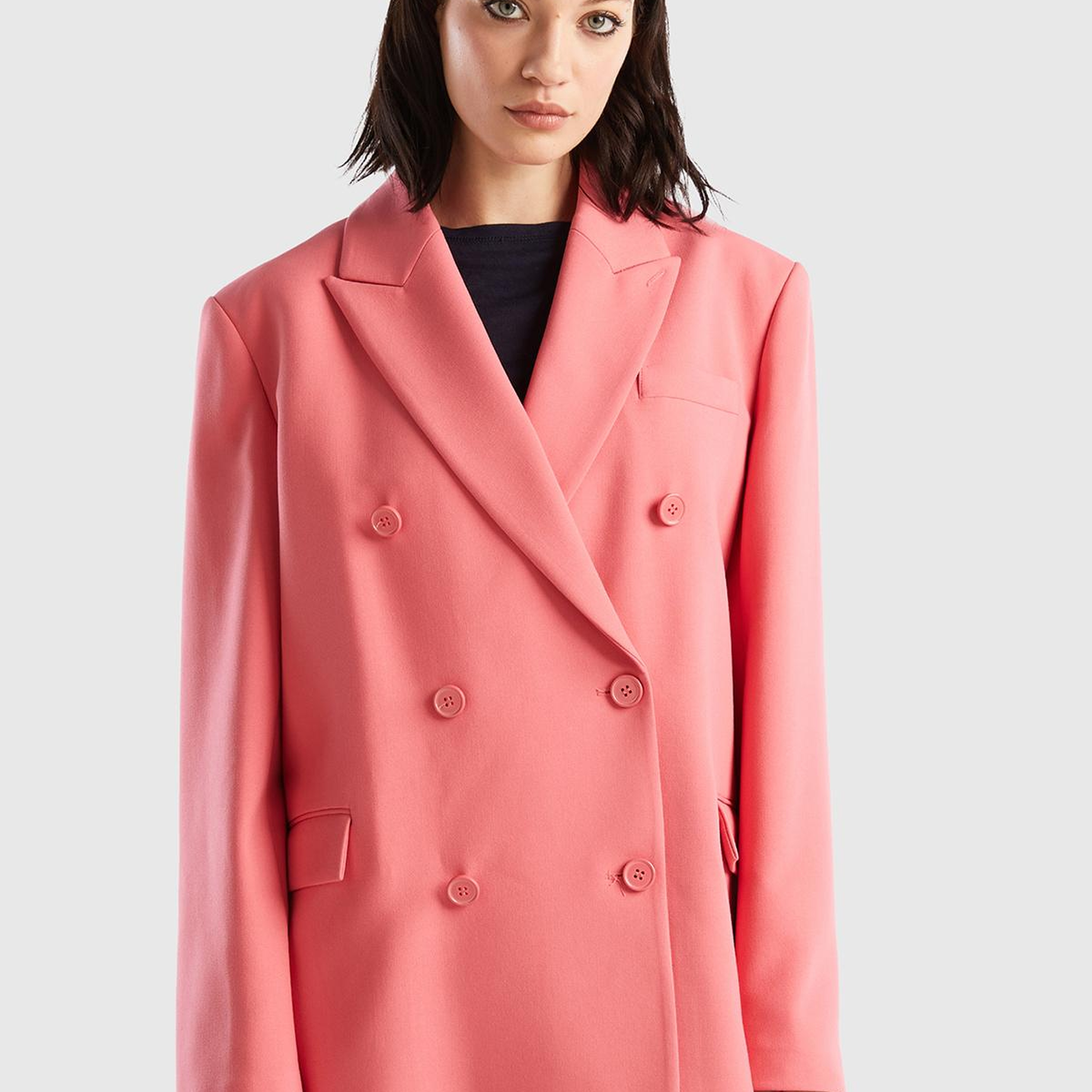 Kadın Gül Kurusu Kruvaze Ceket