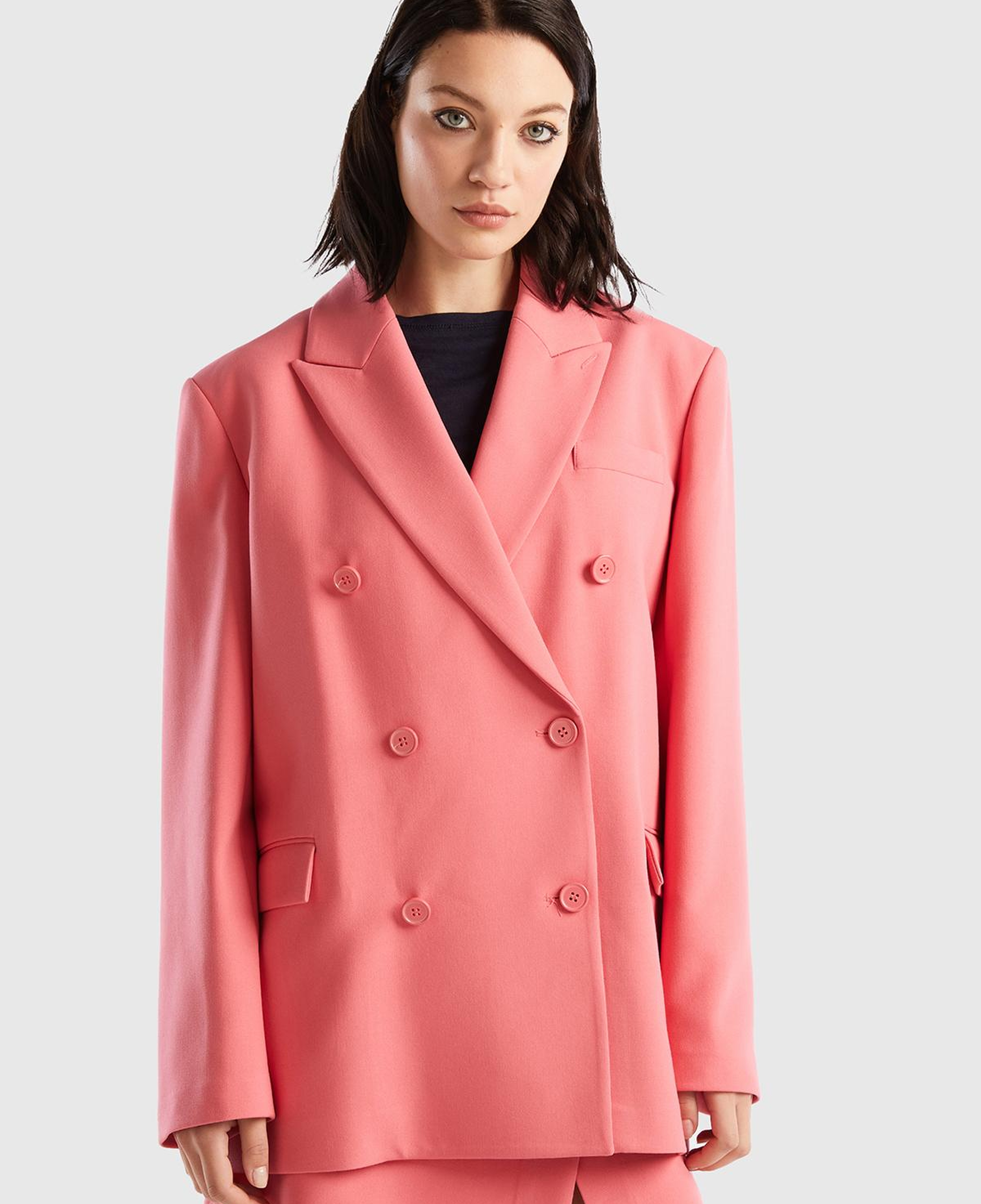 Kadın Gül Kurusu Kruvaze Ceket