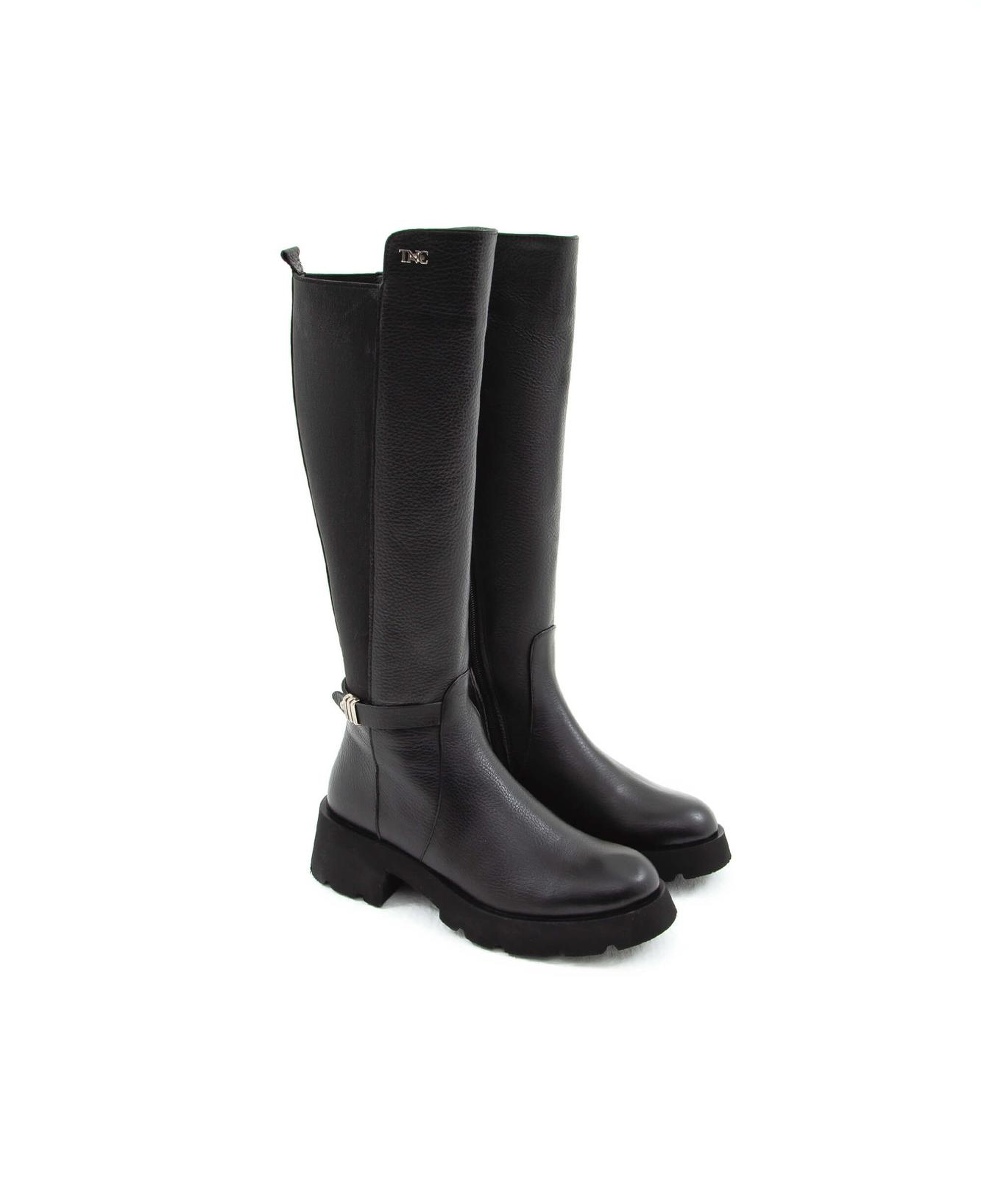 Tamer Tanca Kadın Hakiki Deri Siyah Floter Casual Çizme