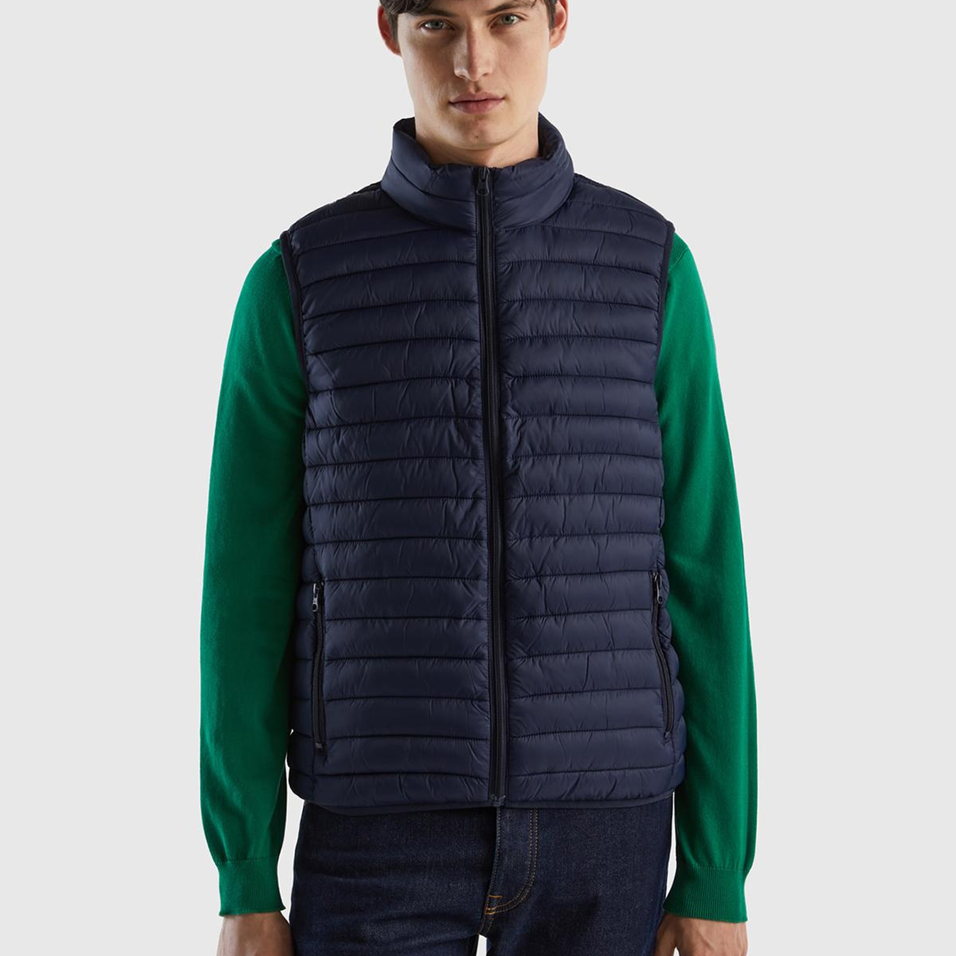 Erkek Lacivert Eco-Recyle Dolgulu Pufa Yelek