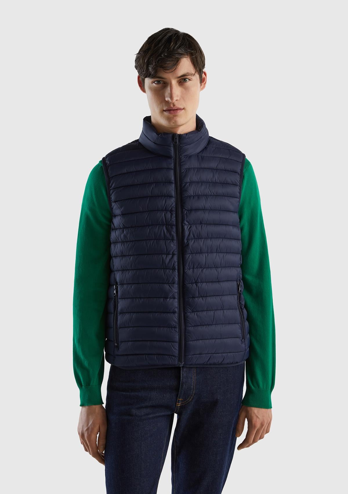 Erkek Lacivert Eco-Recyle Dolgulu Pufa Yelek