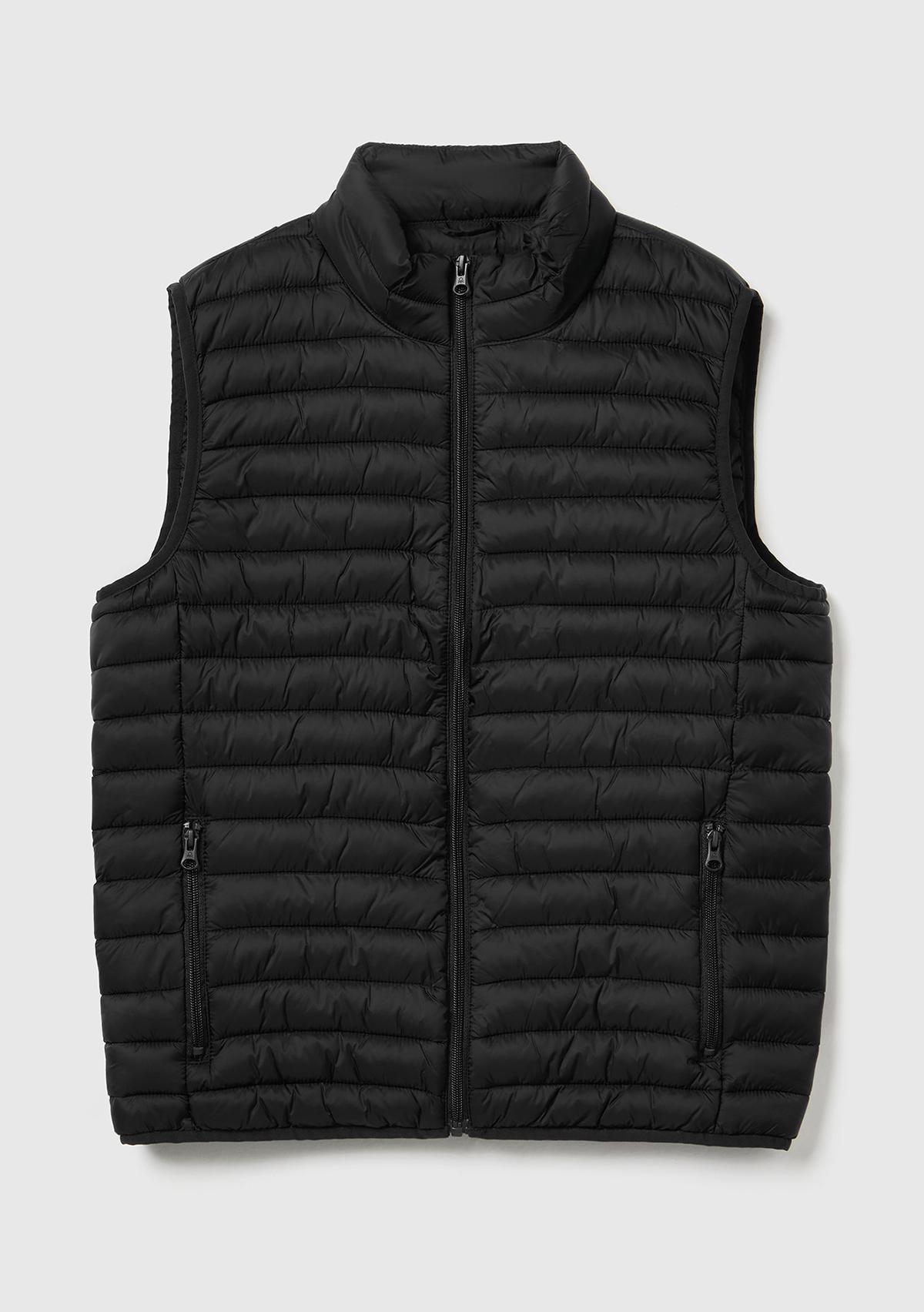 Erkek Siyah Eco-Recyle Dolgulu Pufa Yelek