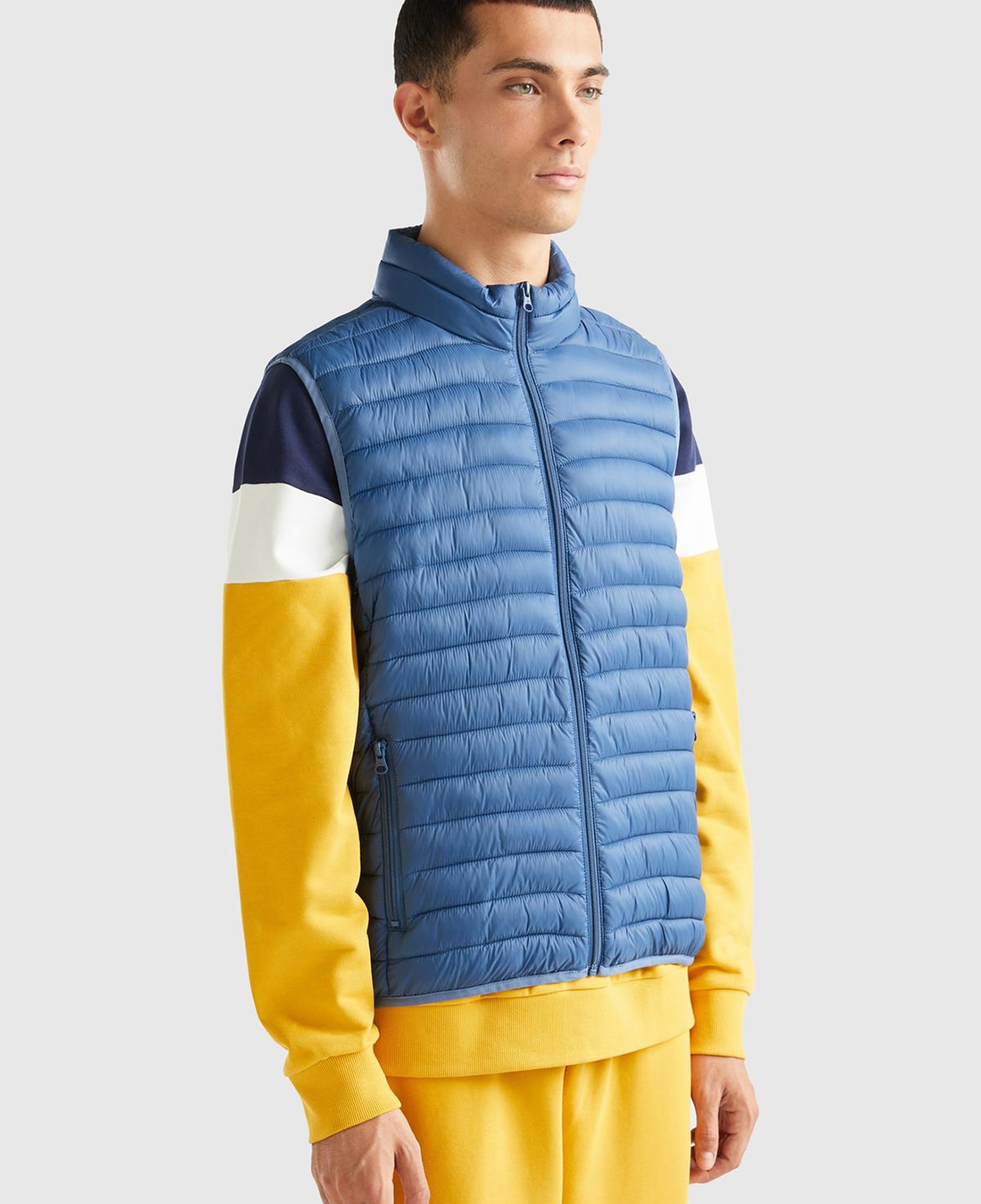 Erkek Mavi Eco-Recyle Dolgulu Pufa Yelek