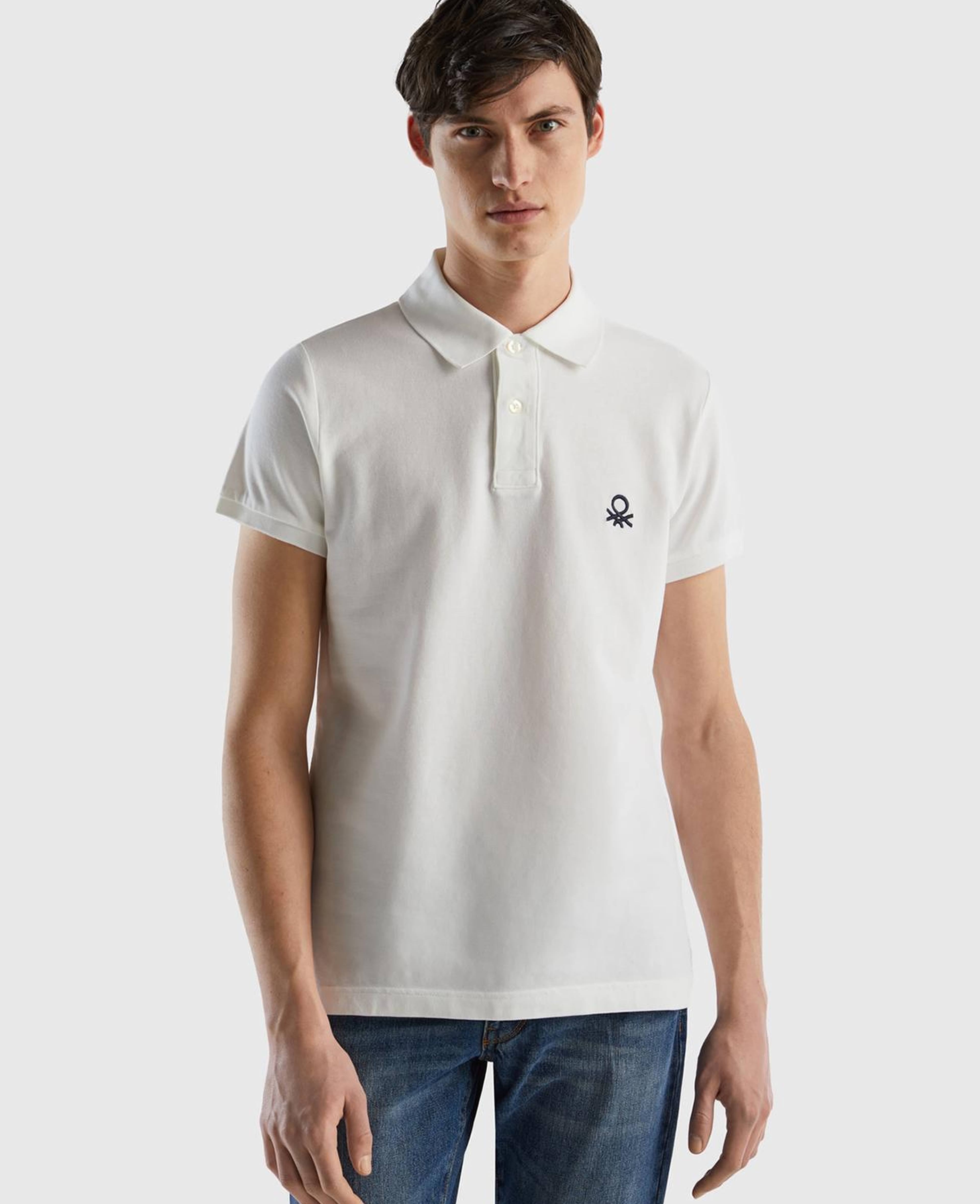 Erkek Beyaz Slim Fit Kısa Kollu Polo T-Shirt