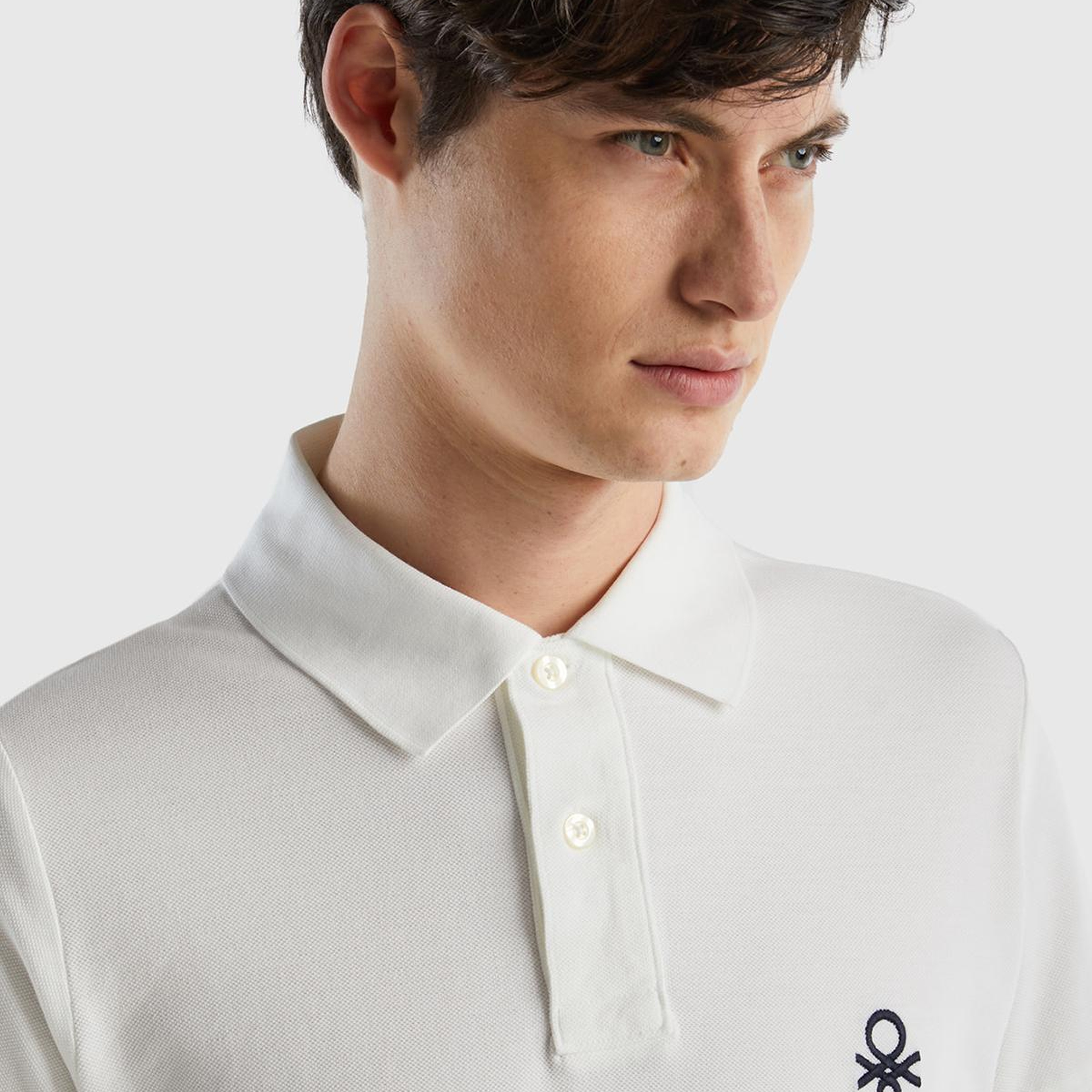 Erkek Beyaz Slim Fit Kısa Kollu Polo T-Shirt