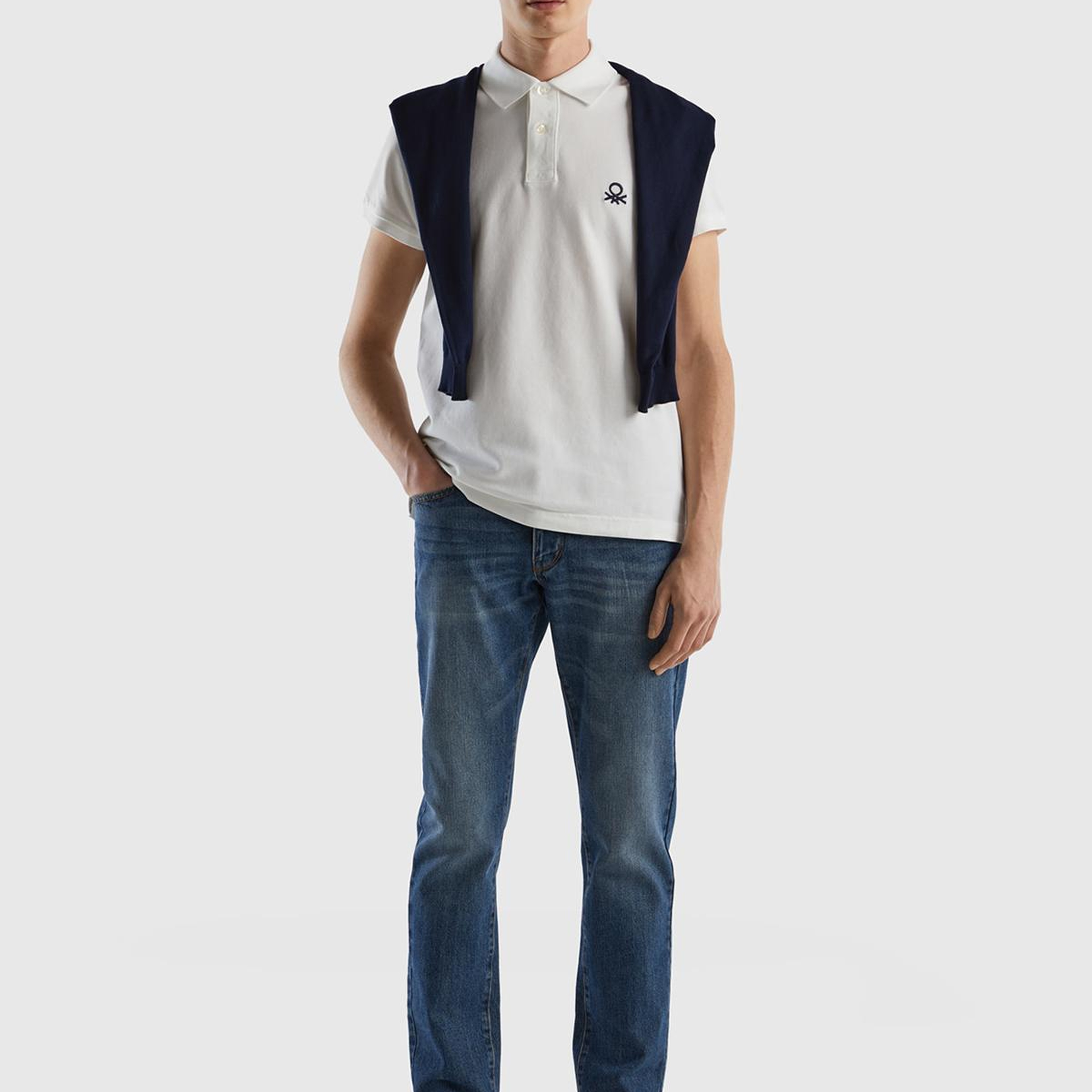 Erkek Beyaz Slim Fit Kısa Kollu Polo T-Shirt