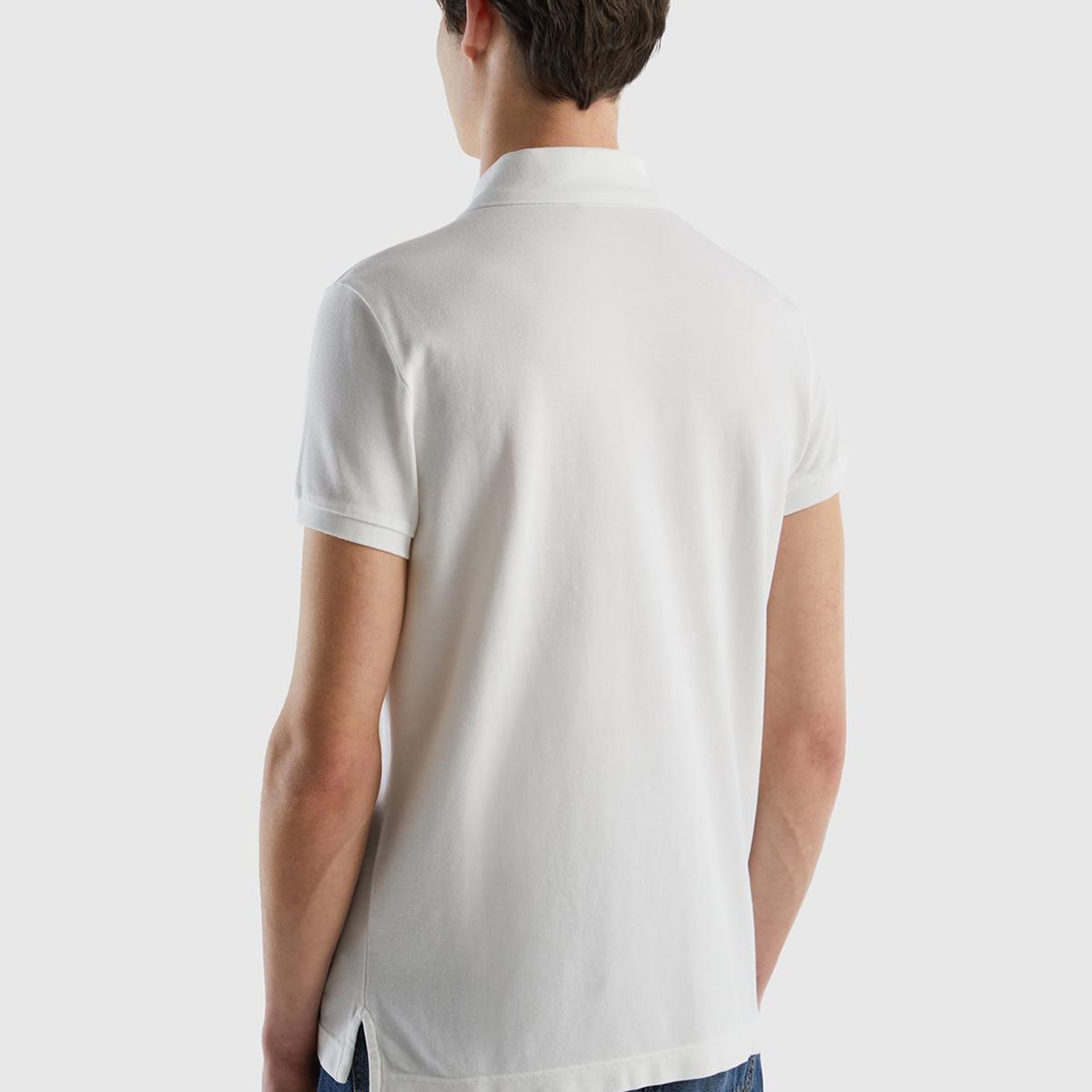 Erkek Beyaz Slim Fit Kısa Kollu Polo T-Shirt