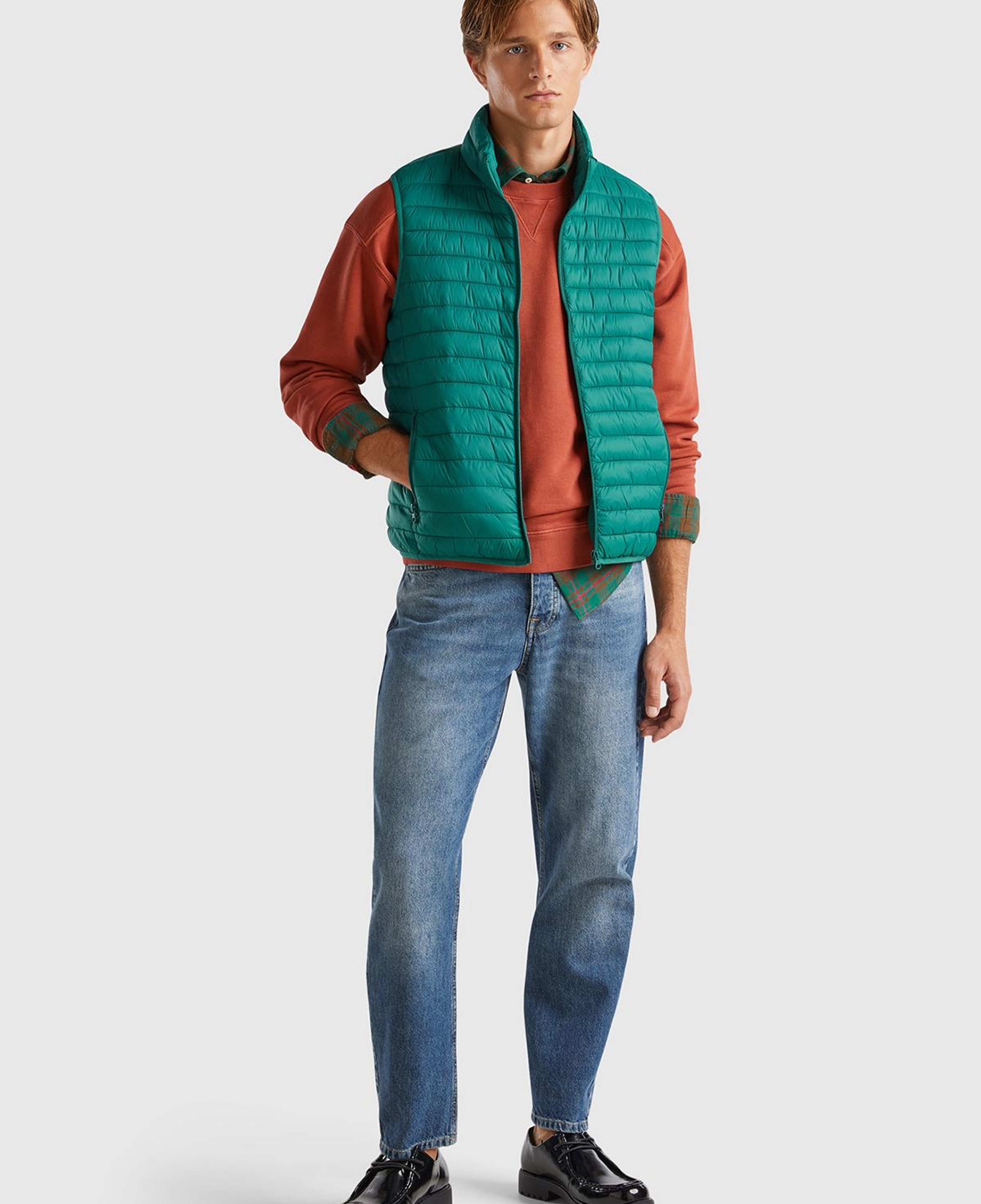 Erkek Koyu Yeşil Eco-Recyle Dolgulu Pufa Yelek