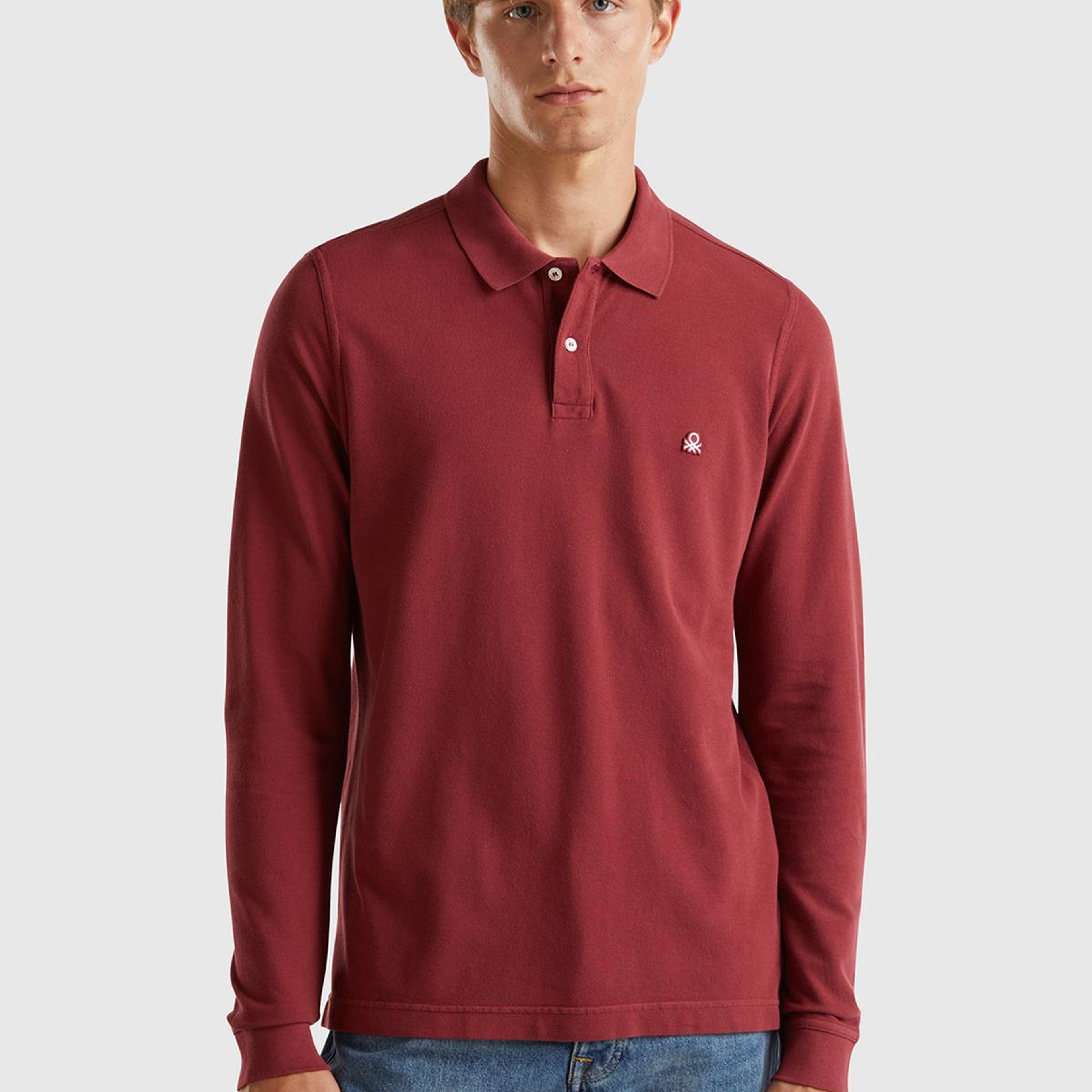 Erkek Bordo Uzun Kol Polo T-Shirt