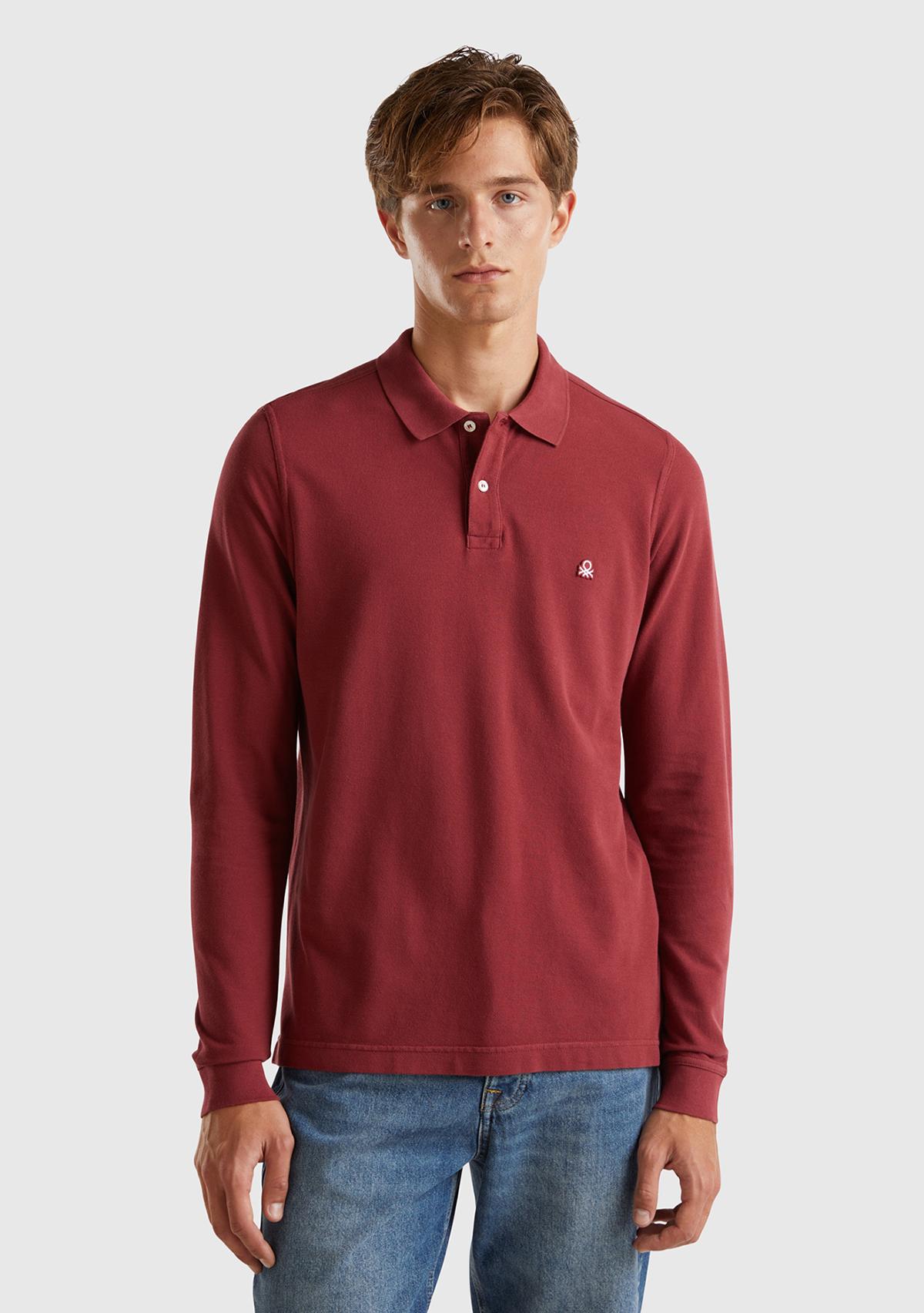Erkek Bordo Uzun Kol Polo T-Shirt