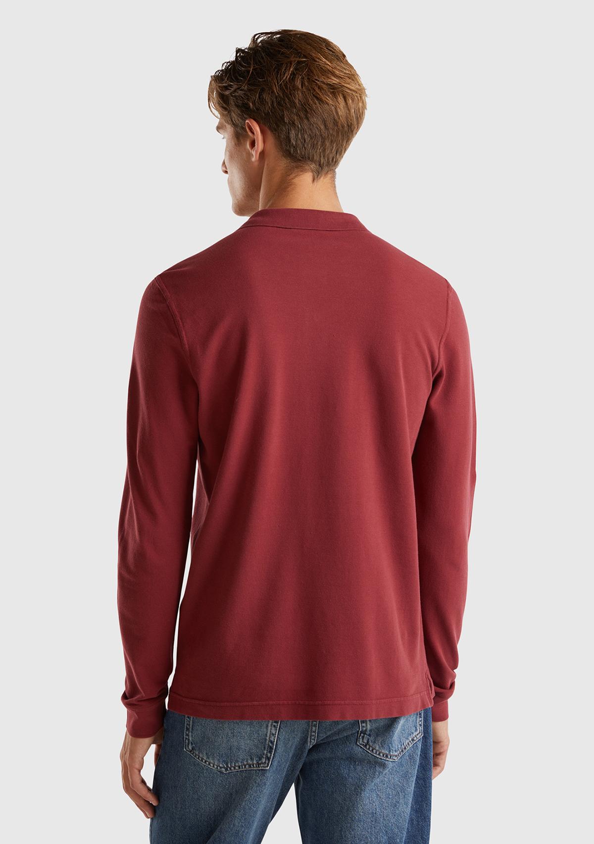 Erkek Bordo Uzun Kol Polo T-Shirt