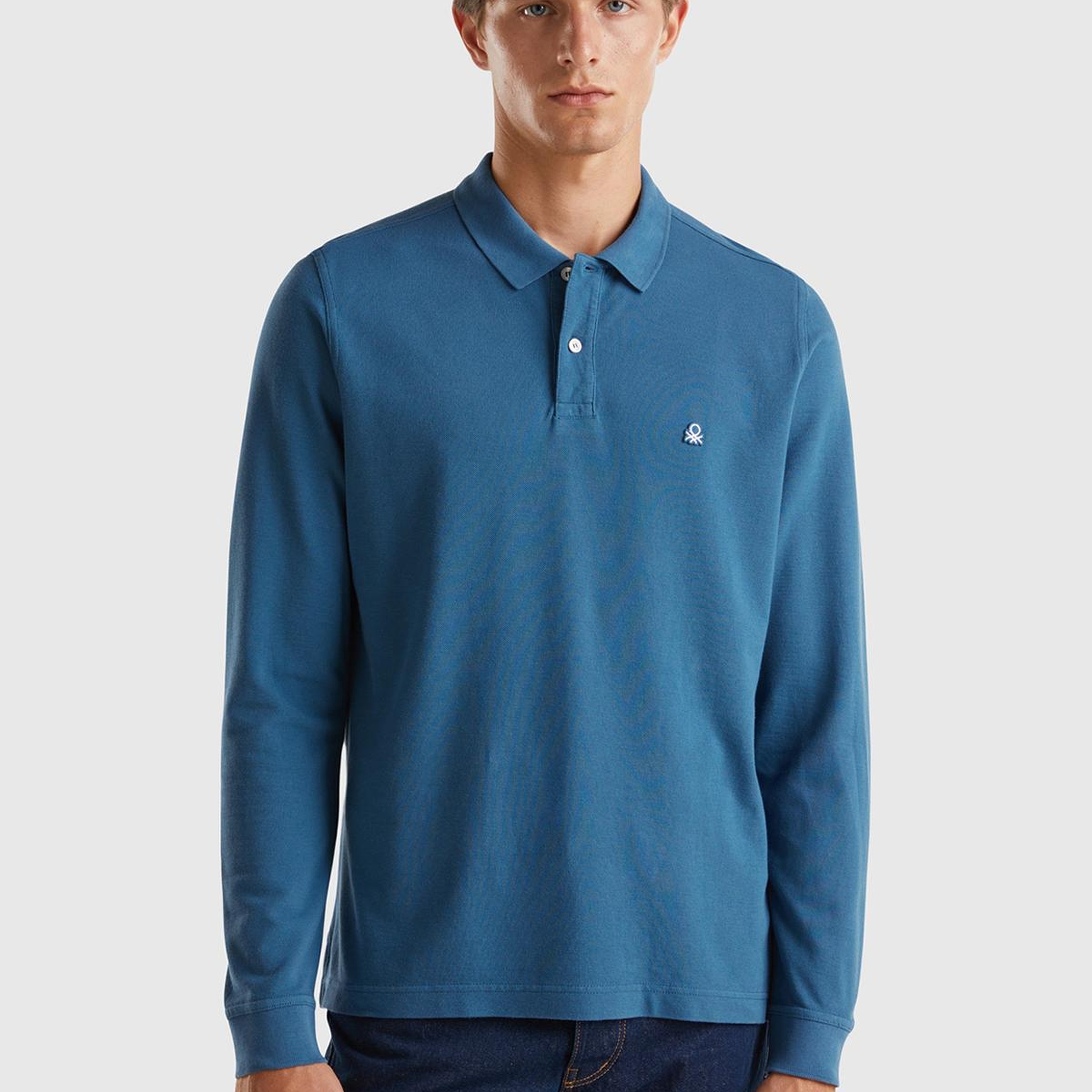 Erkek Mavi Uzun Kol Polo T-Shirt