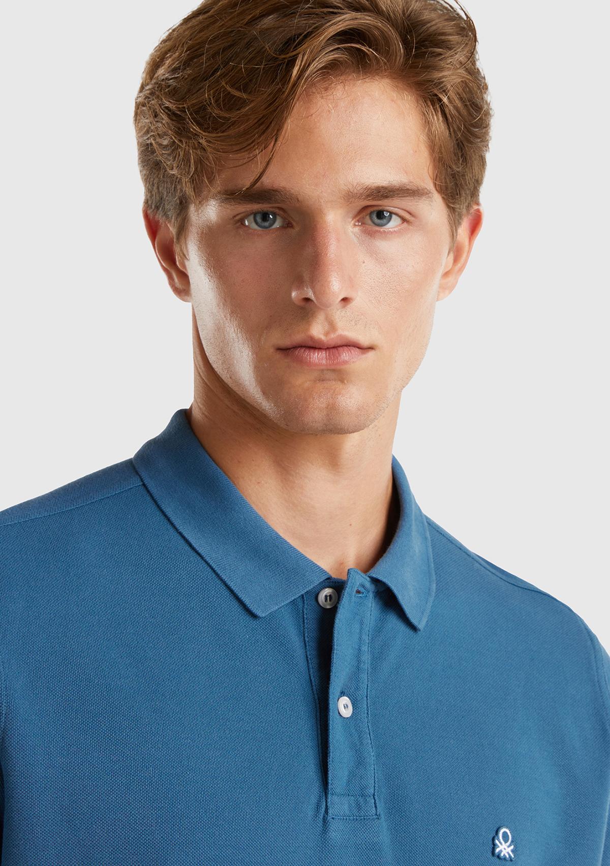 Erkek Mavi Uzun Kol Polo T-Shirt