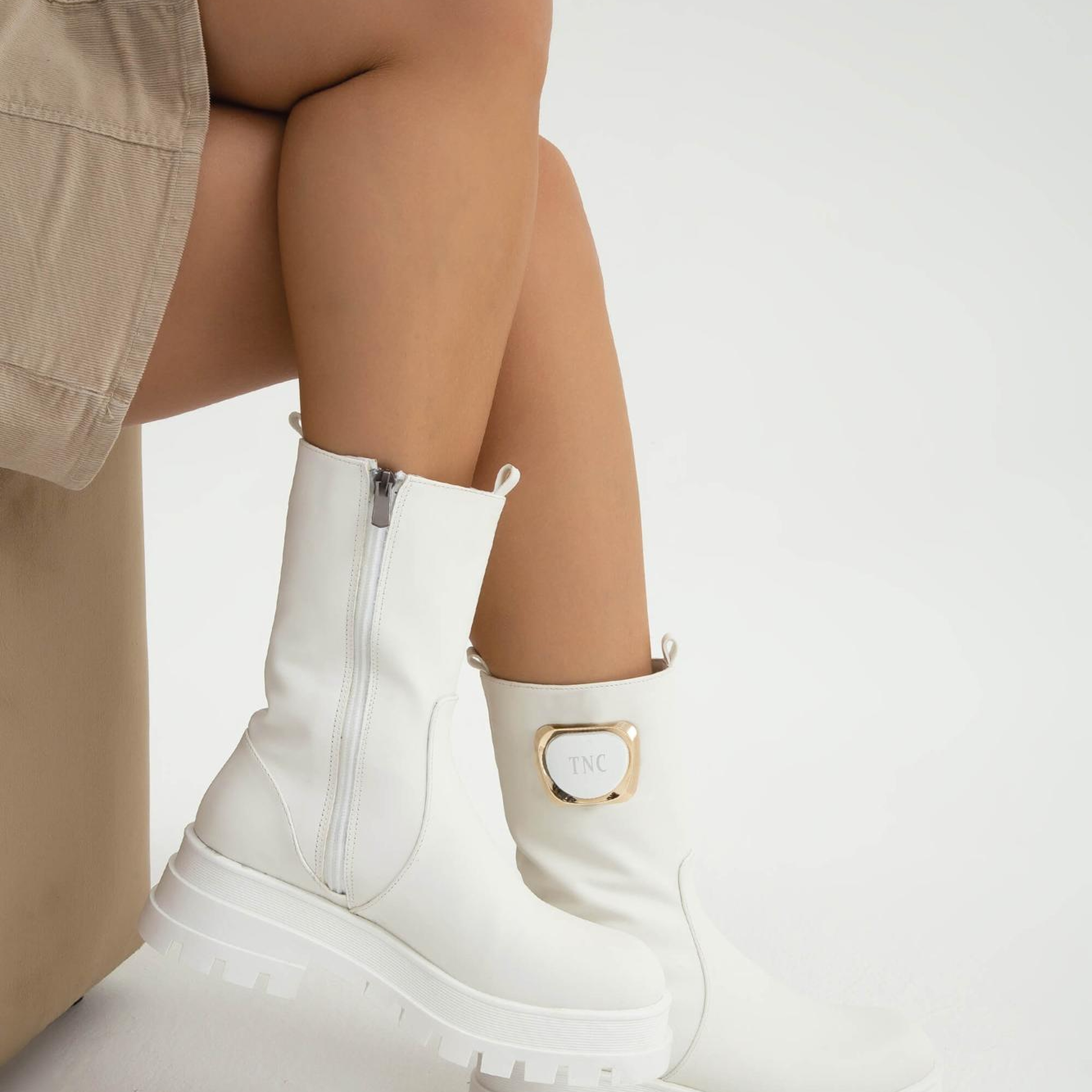 Tamer Tanca Kadın Hakiki Deri Beyaz Casual Bot