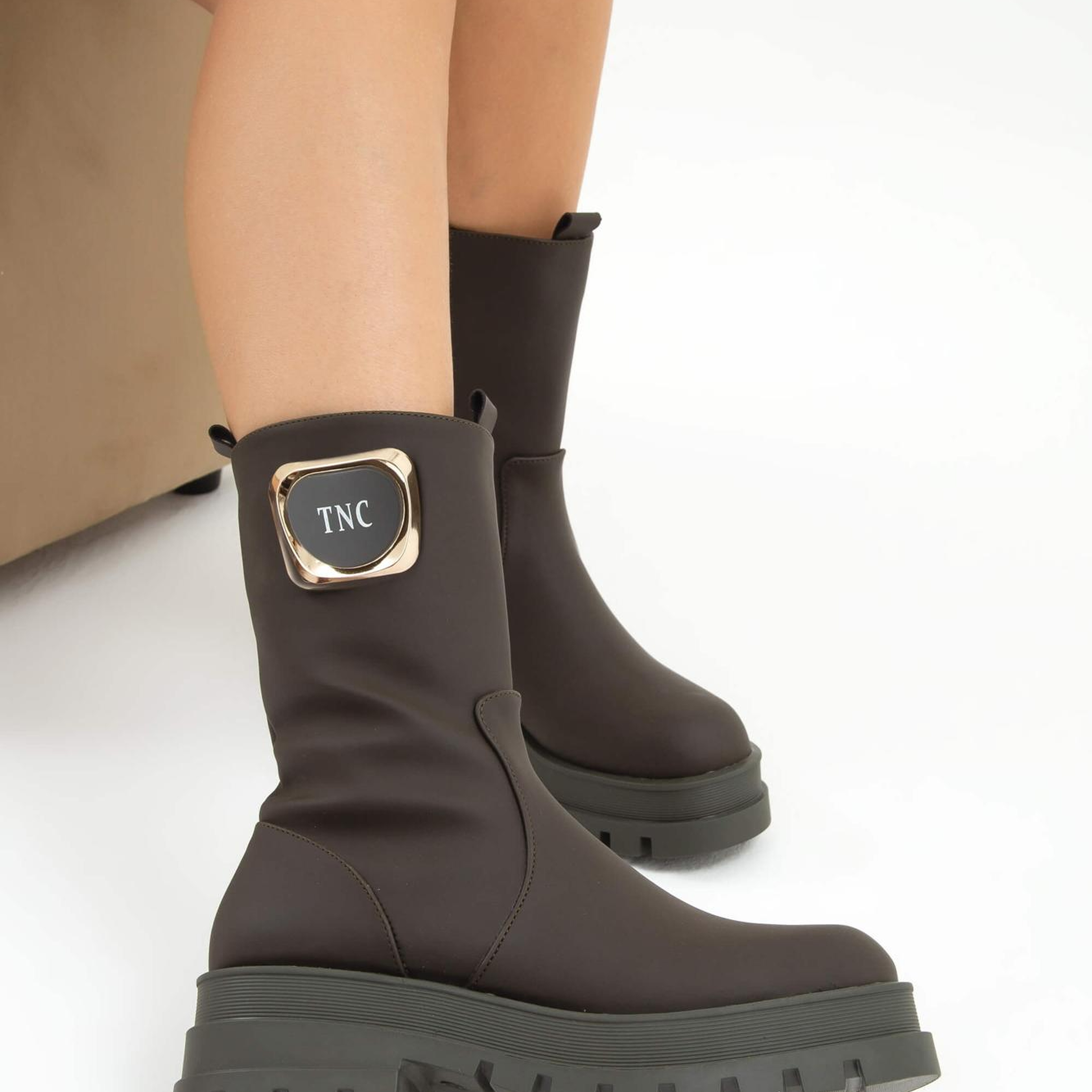 Tamer Tanca Kadın Hakiki Deri Haki Casual Bot