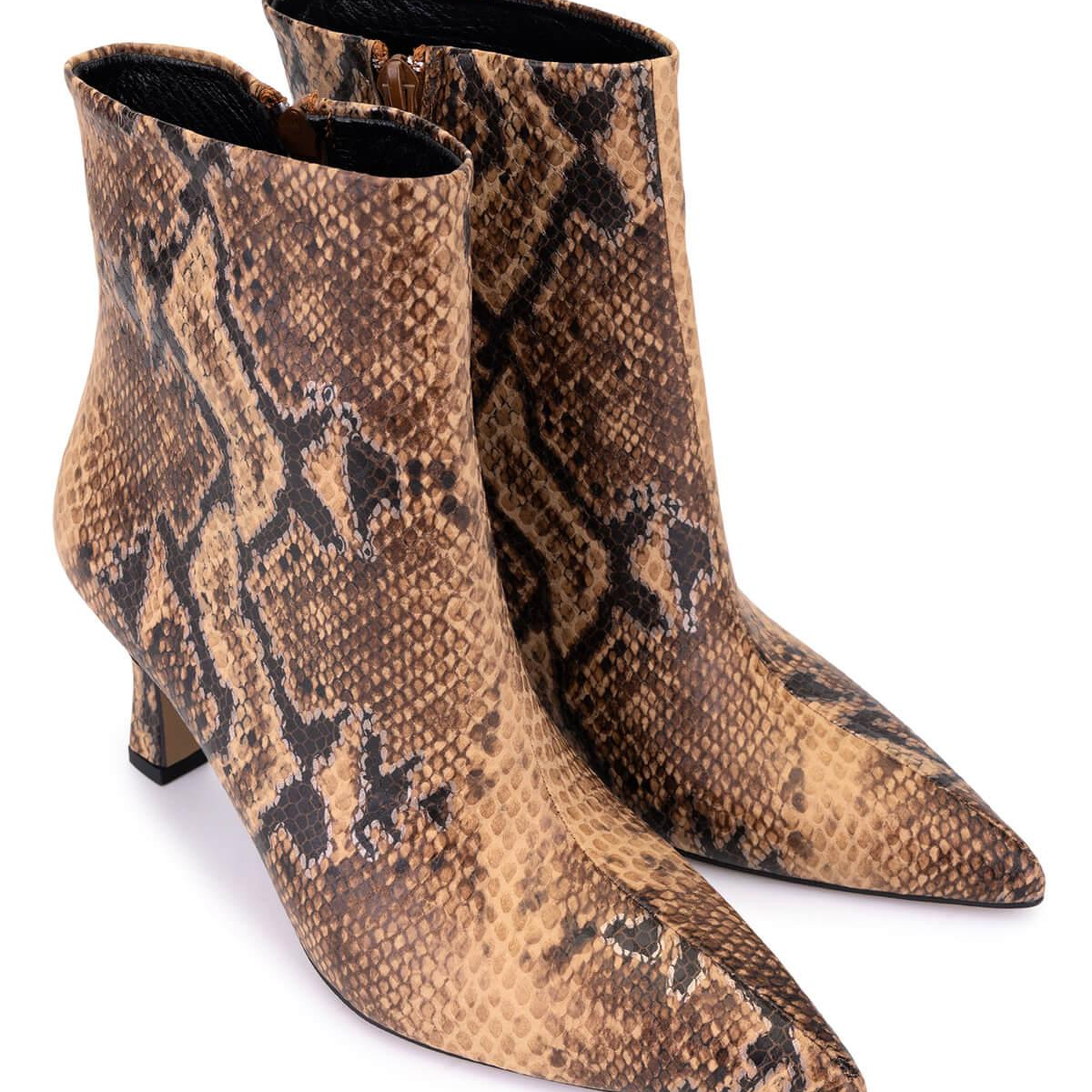 Tamer Tanca Kadın Hakiki Deri Naturel Yılan Topuklu Bot