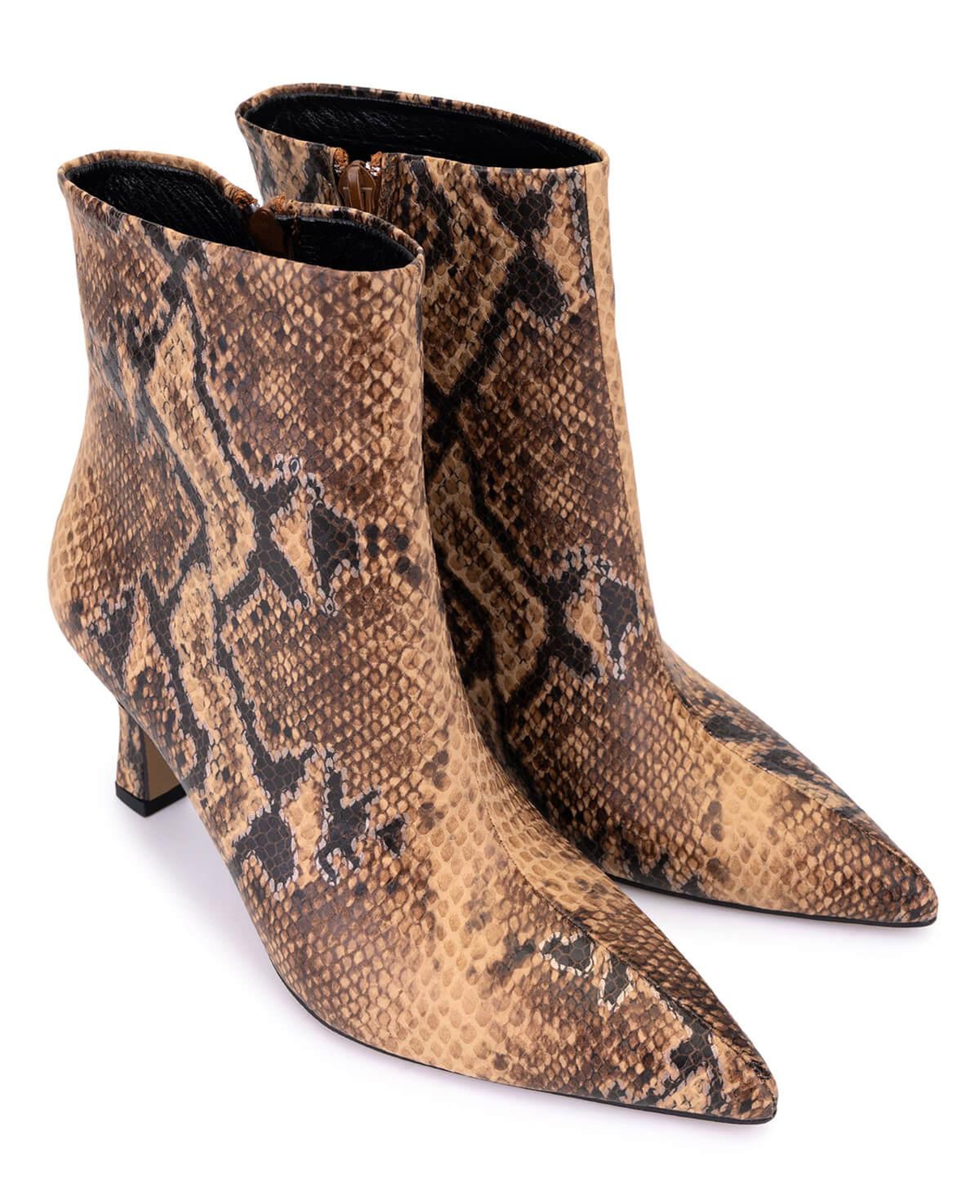 Tamer Tanca Kadın Hakiki Deri Naturel Yılan Topuklu Bot