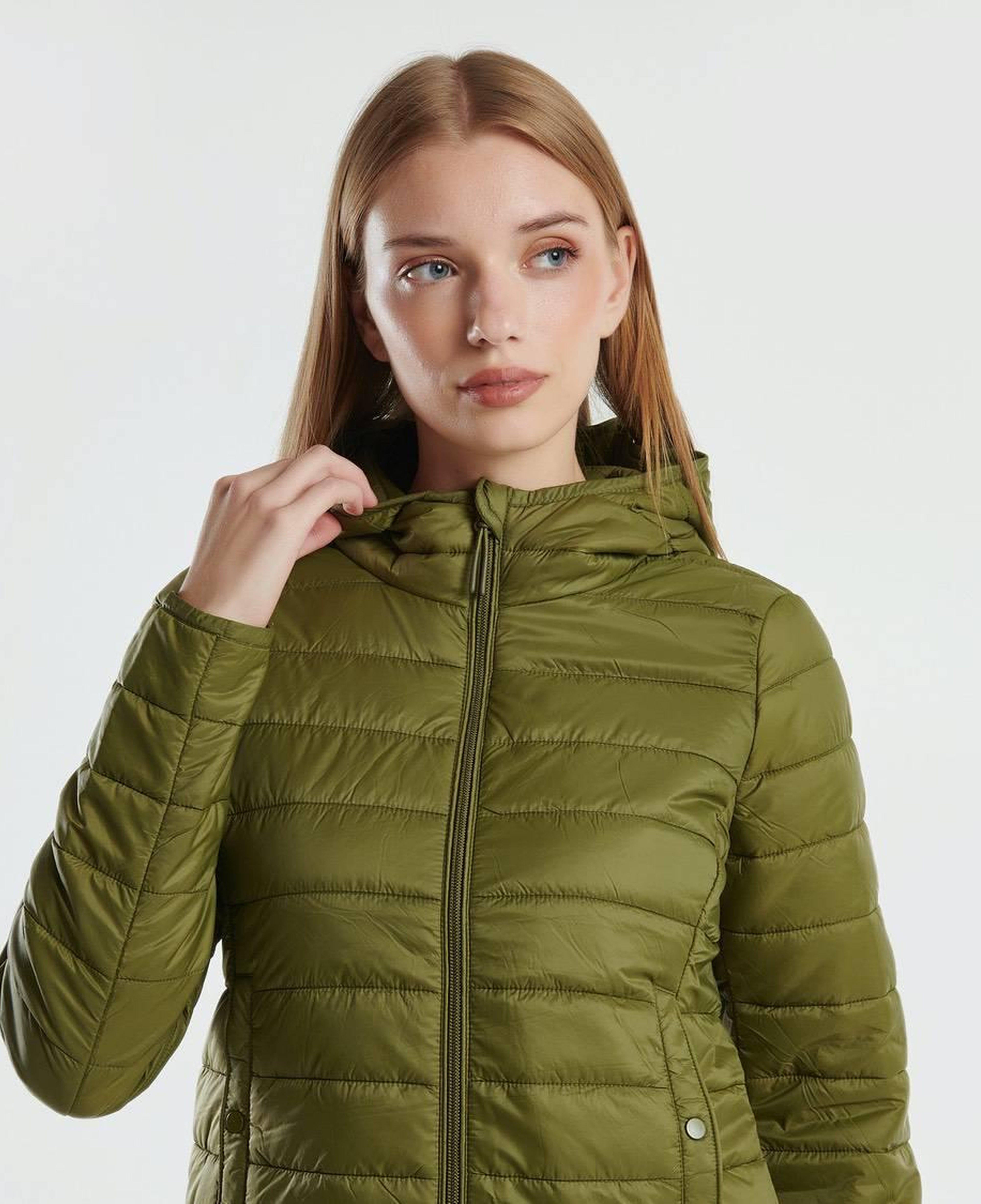 Kadın Haki Recycled Polyester Dolgulu Pufa Mont