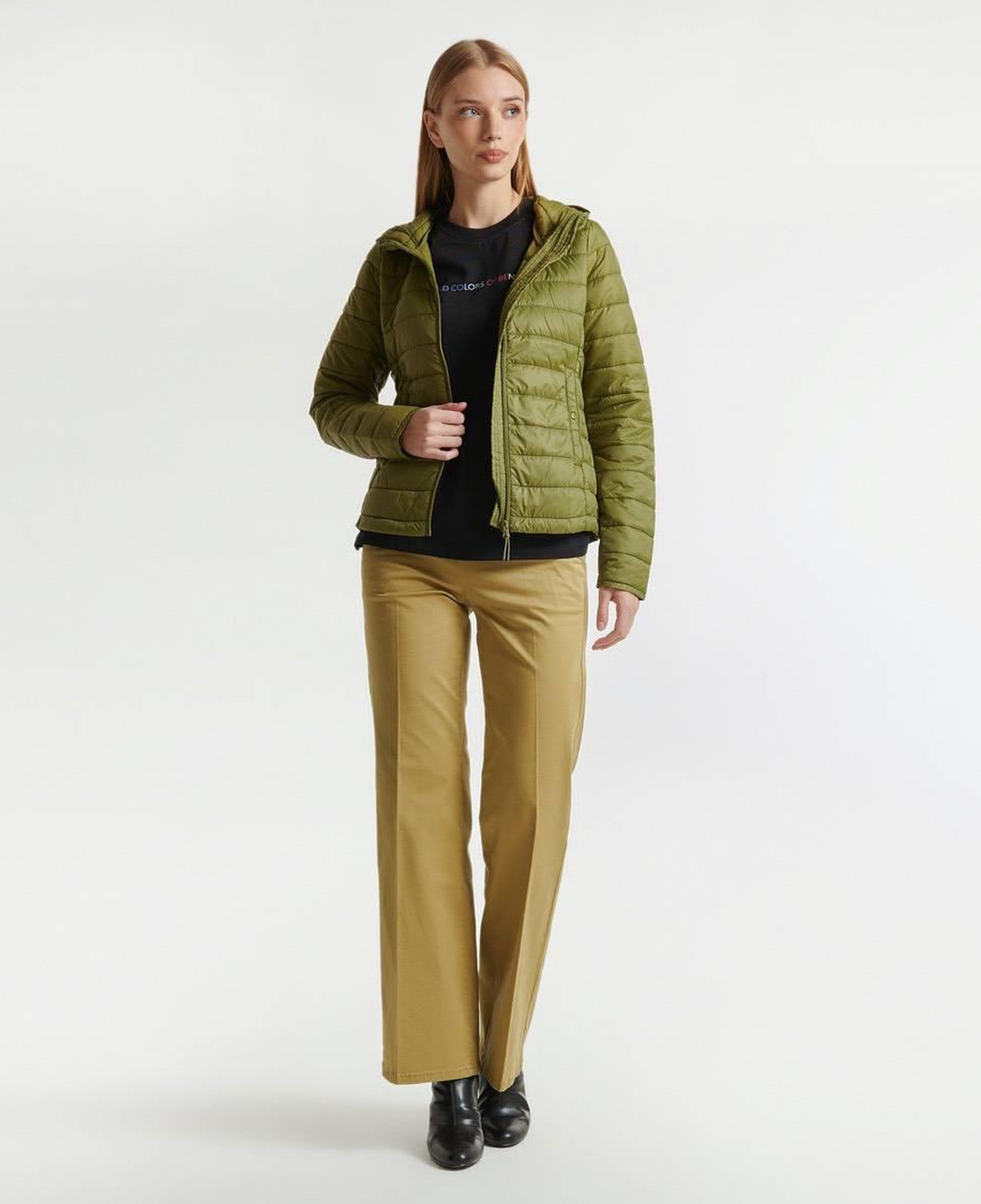 Kadın Haki Recycled Polyester Dolgulu Pufa Mont