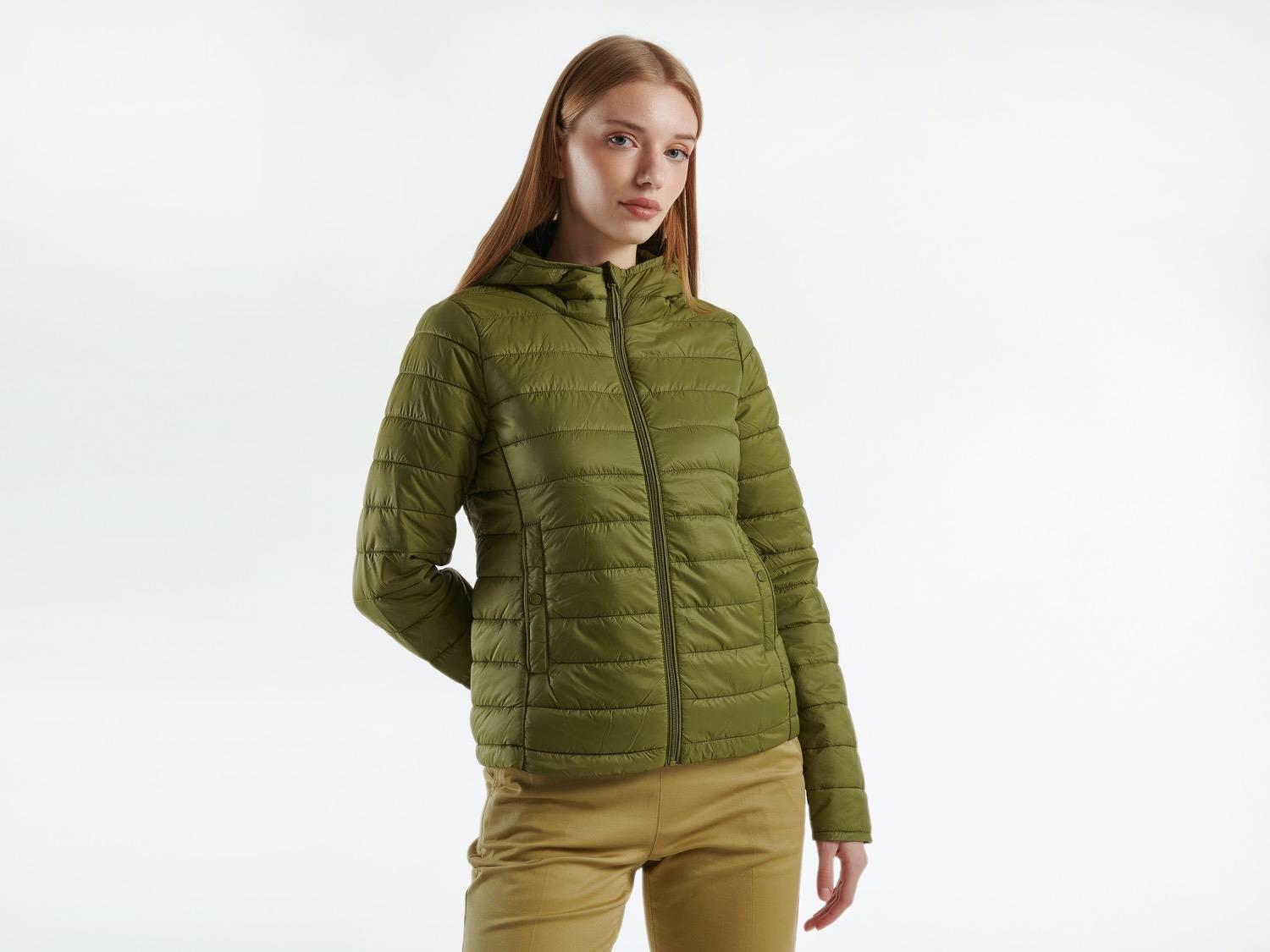 Kadın Haki Recycled Polyester Dolgulu Pufa Mont