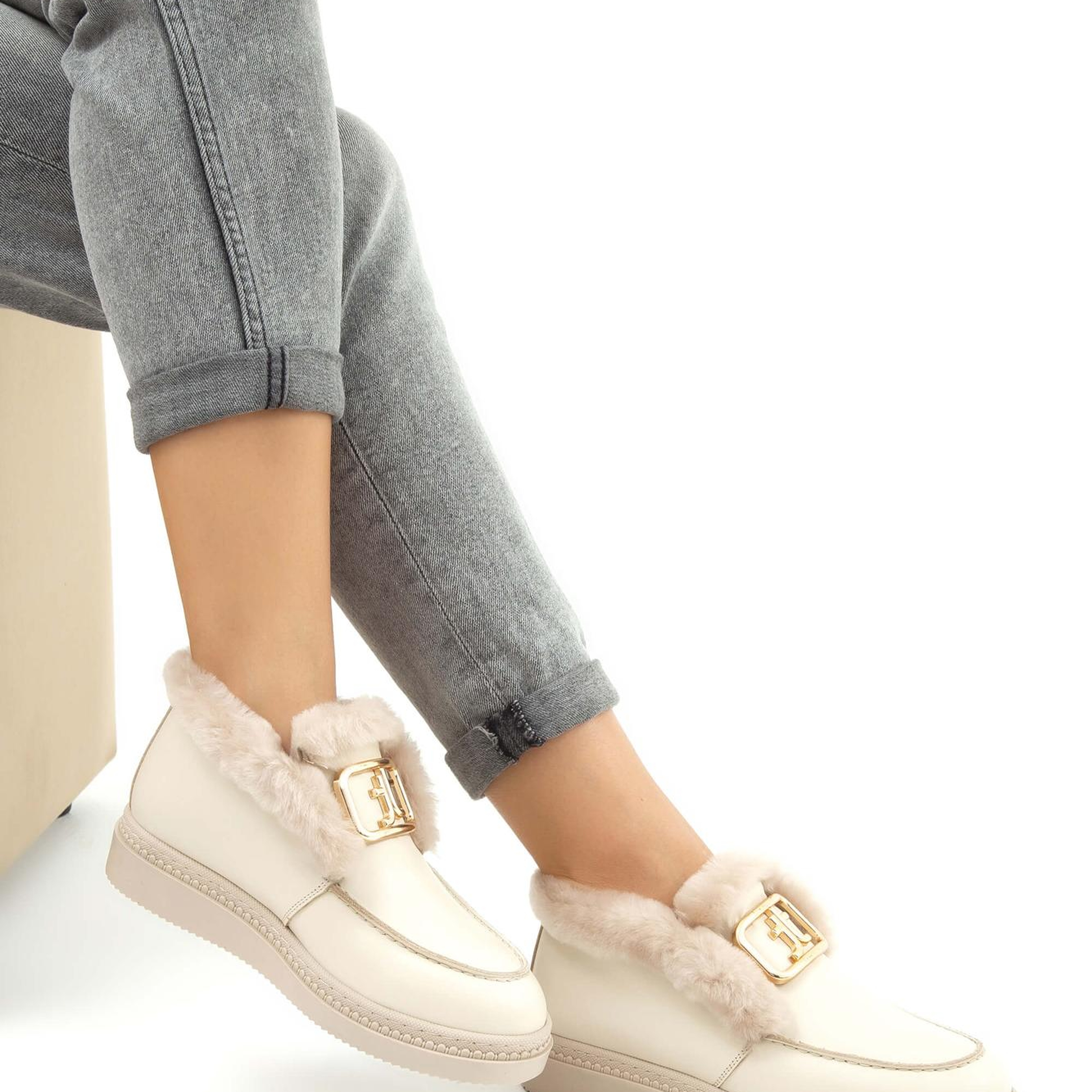 Tamer Tanca Kadın Hakiki Deri Bej Casual Bot